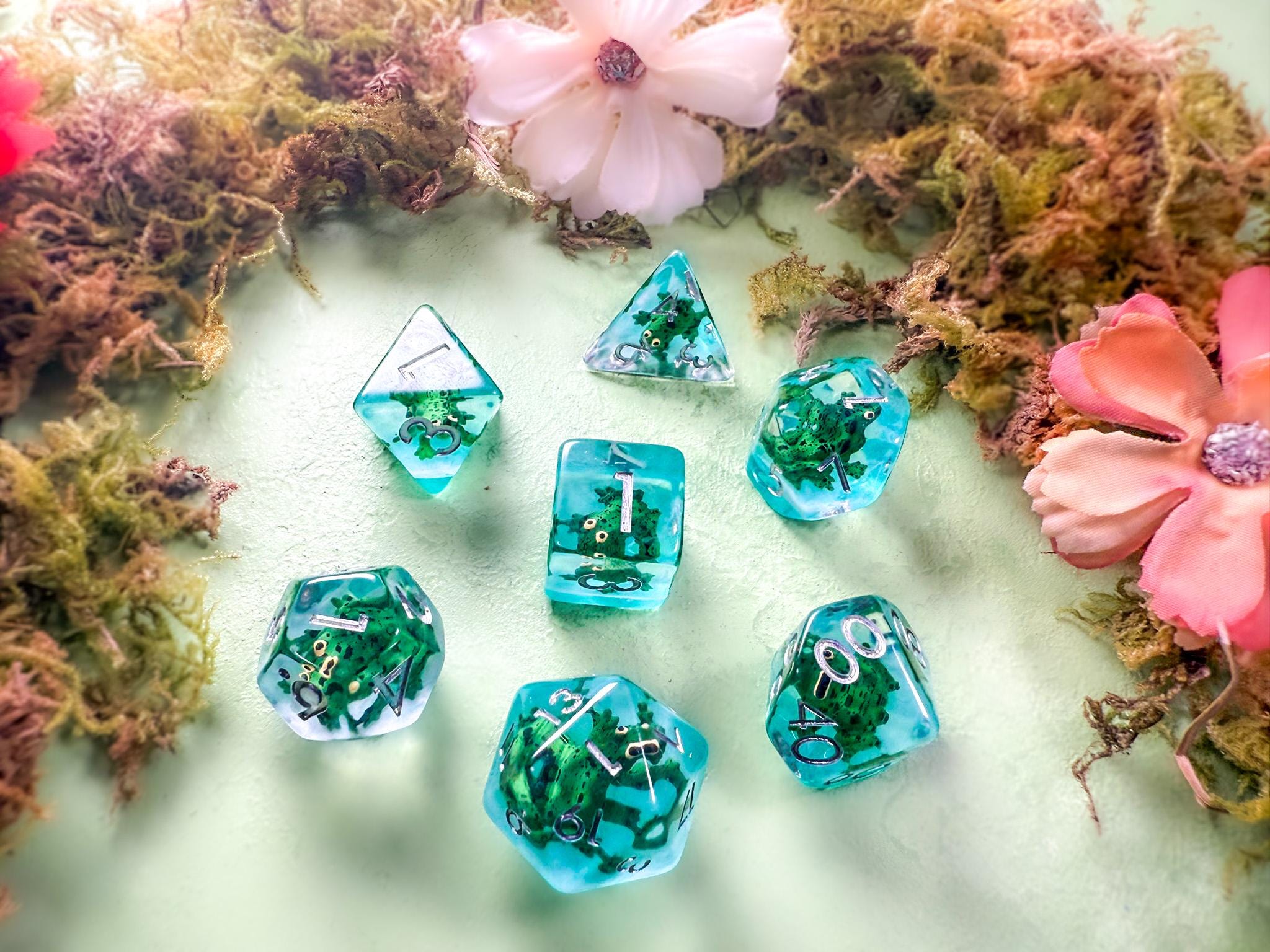 Frog Dice | Inclusion Dice | TTRPG Dice with Display Tin | RPG Dice | Druid Dice | Character Dice | Dice Display | TTRPG Gift | RPG Gift - MysteryDiceGoblins