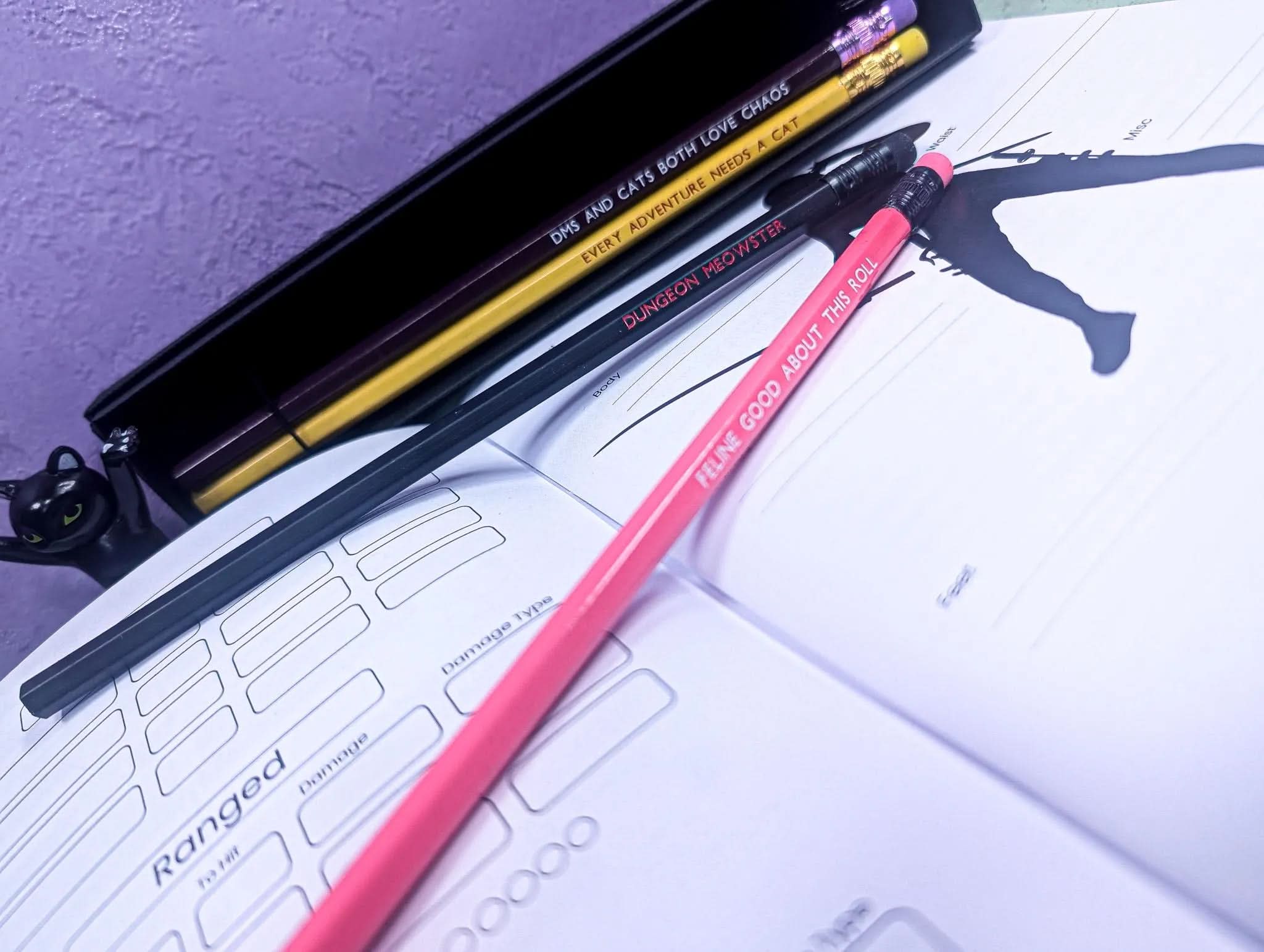 TTRPG Cat Pencils | Dungeon meowster | Perfect for Cats and Catacombs | DM gifts | TTRPG Gift | RPG Stationary | RPG Accesories - MysteryDiceGoblins