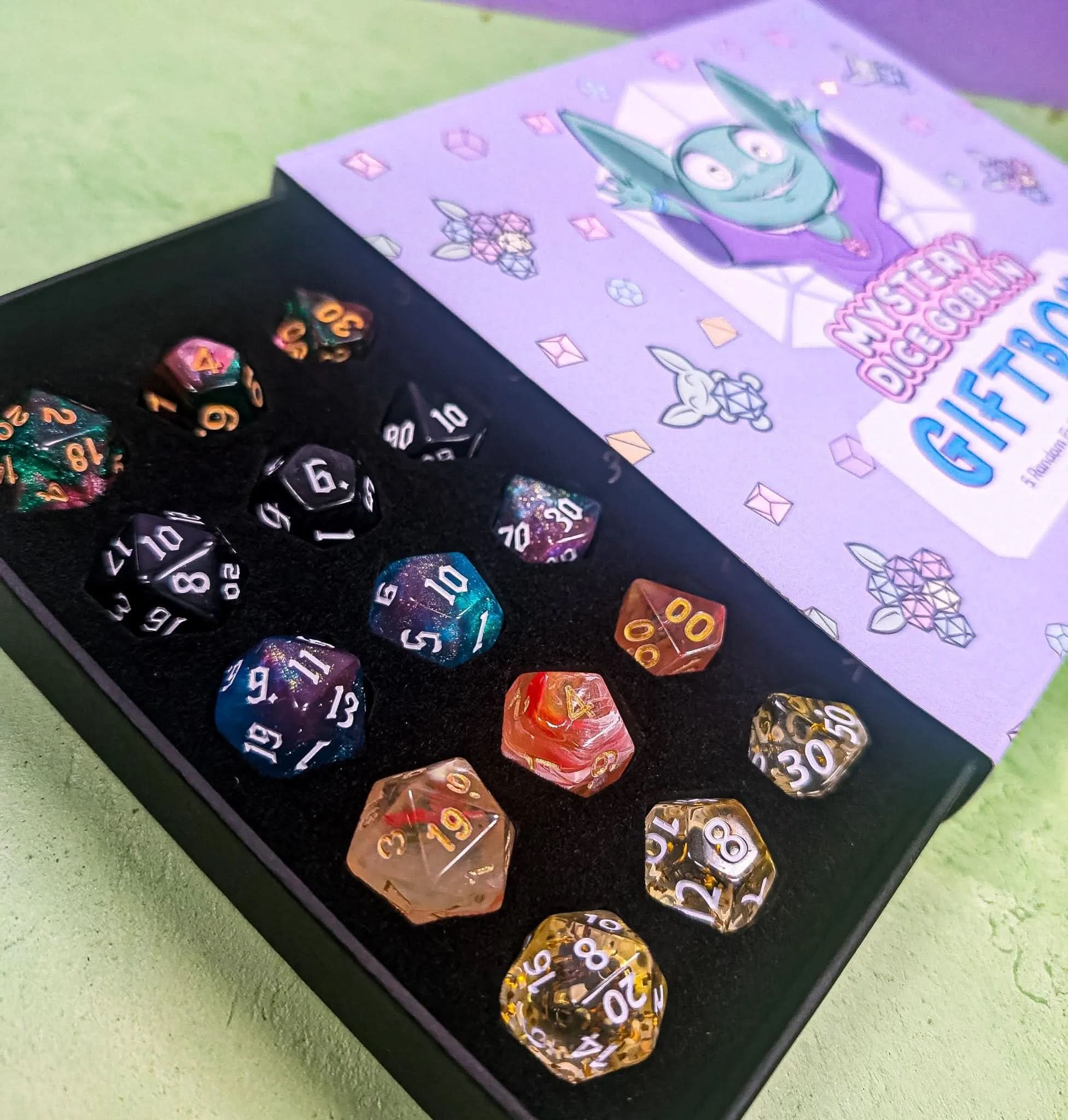 Mystery Dice Box and rolling Tray| Mystery Dice sets | TTRPG Dice Sets | TTRPG Gift Box | Rolling Tray | Dice Display | RPG Gifts | Dice Tray - MysteryDiceGoblins