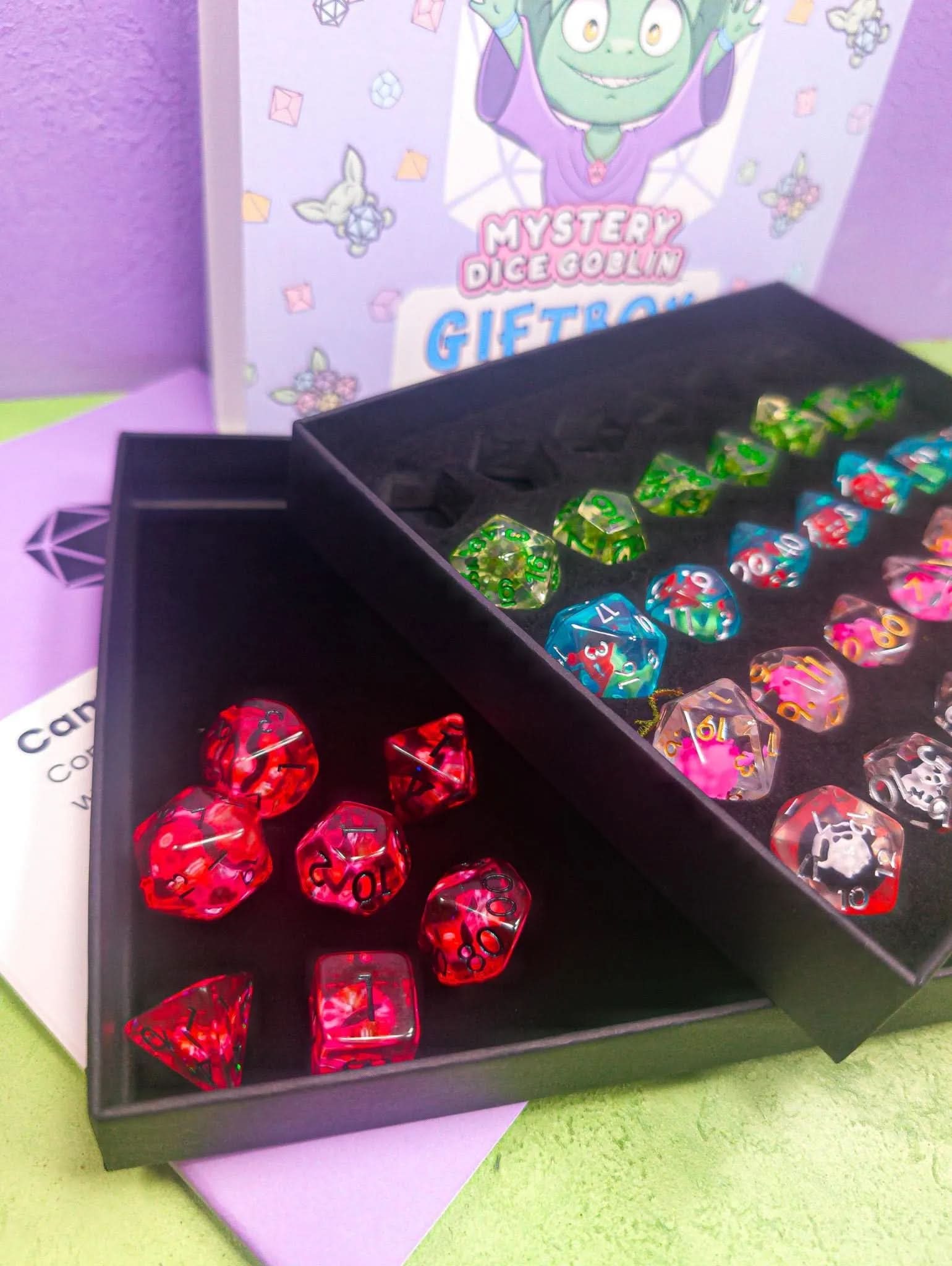 Mystery Dice Box and rolling Tray| Mystery Dice sets | TTRPG Dice Sets | TTRPG Gift Box | Rolling Tray | Dice Display | RPG Gifts | Dice Tray - MysteryDiceGoblins