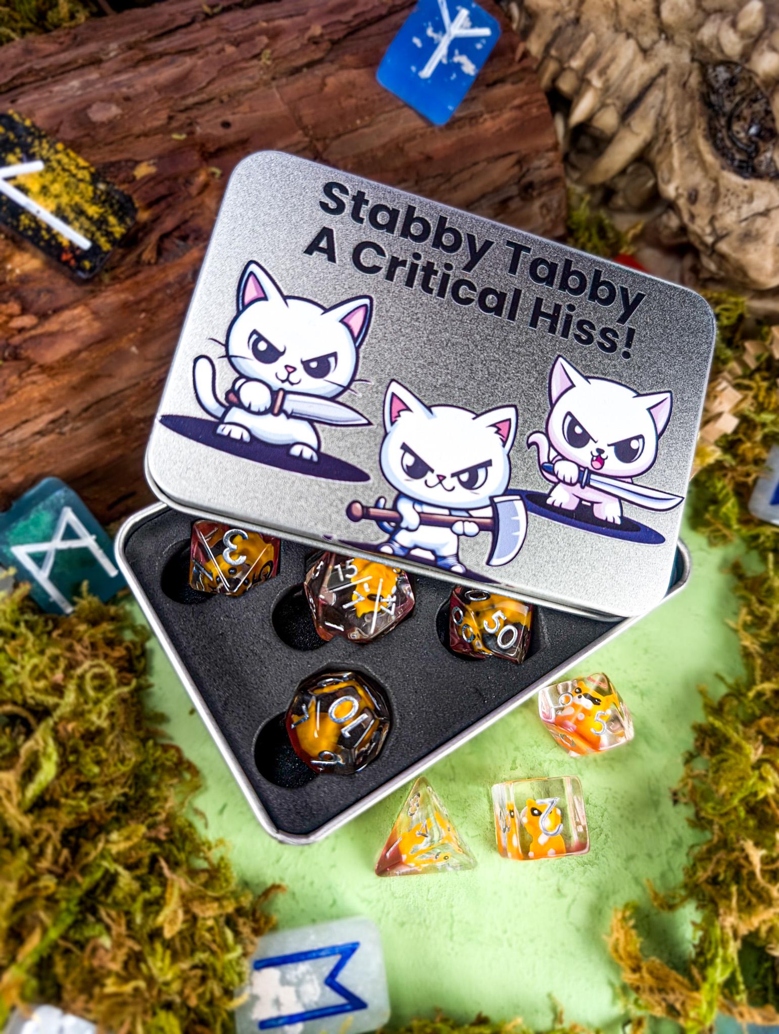 Cat Dice | Dice Storage | Dice for TTRPG | RPG Dice | Cute Dice | Inclusion Dice | Cats and Catacombs | Dice Gift Tin - MysteryDiceGoblins