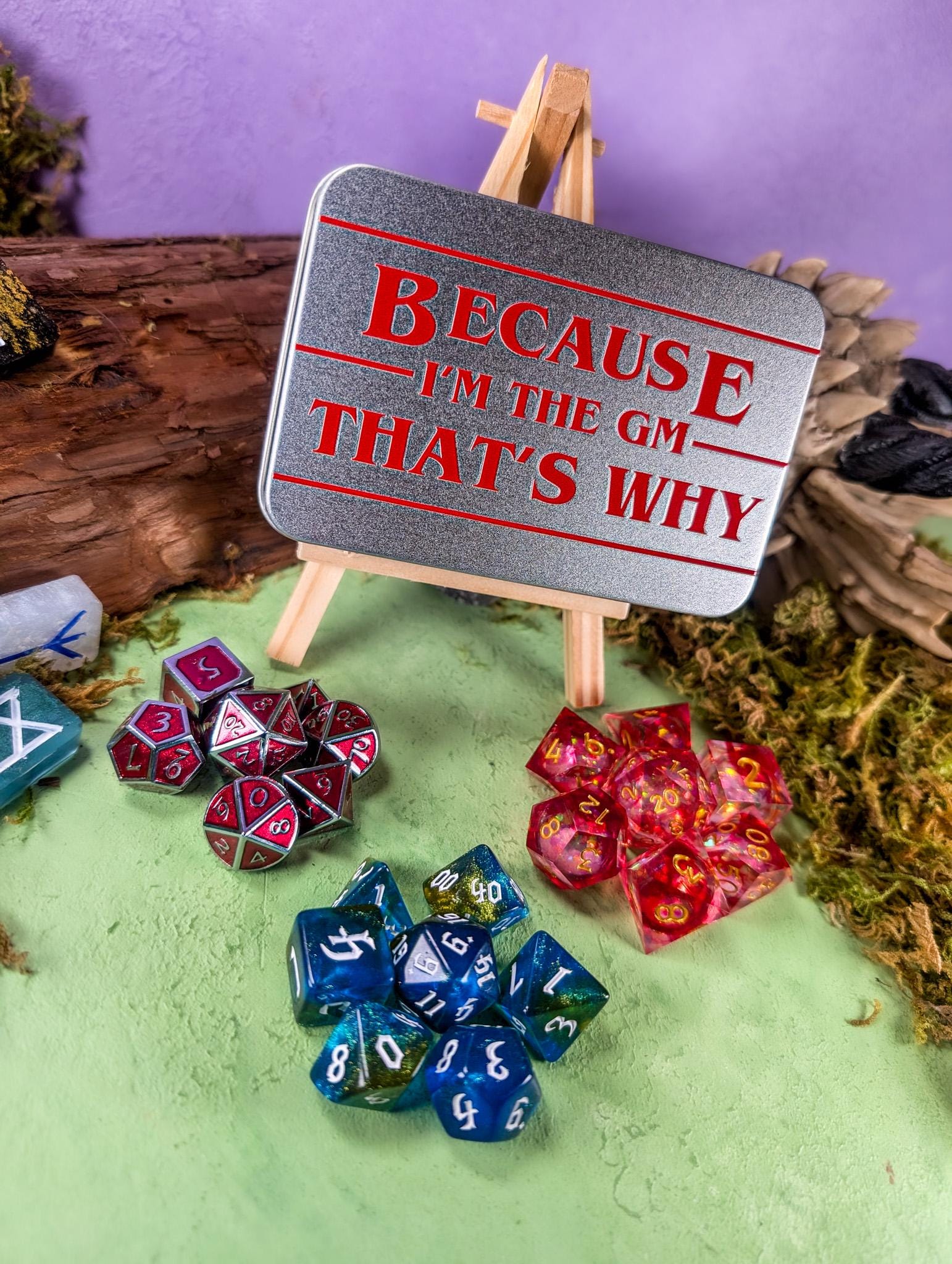 Dungeon Master Dice Tin| TTRPG Gifts | DM Gifts | Dice for | Dice Storage | Dice Tin | Because I'm The Dm - MysteryDiceGoblins