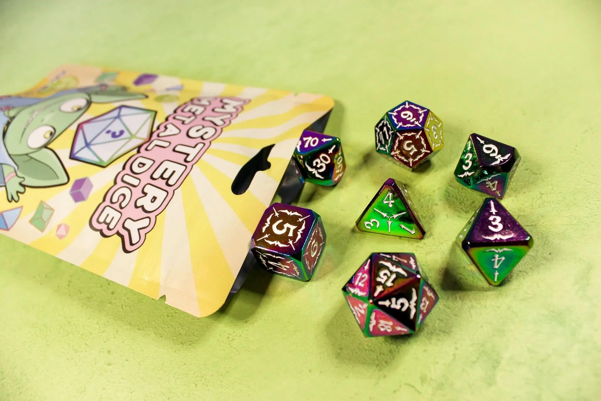 Mystery Dice bundle | Metal Dice | Inclusion Dice | Never the same TTRPG Dice | Gift | Independent unique design|TTRPG Gift - MysteryDiceGoblins