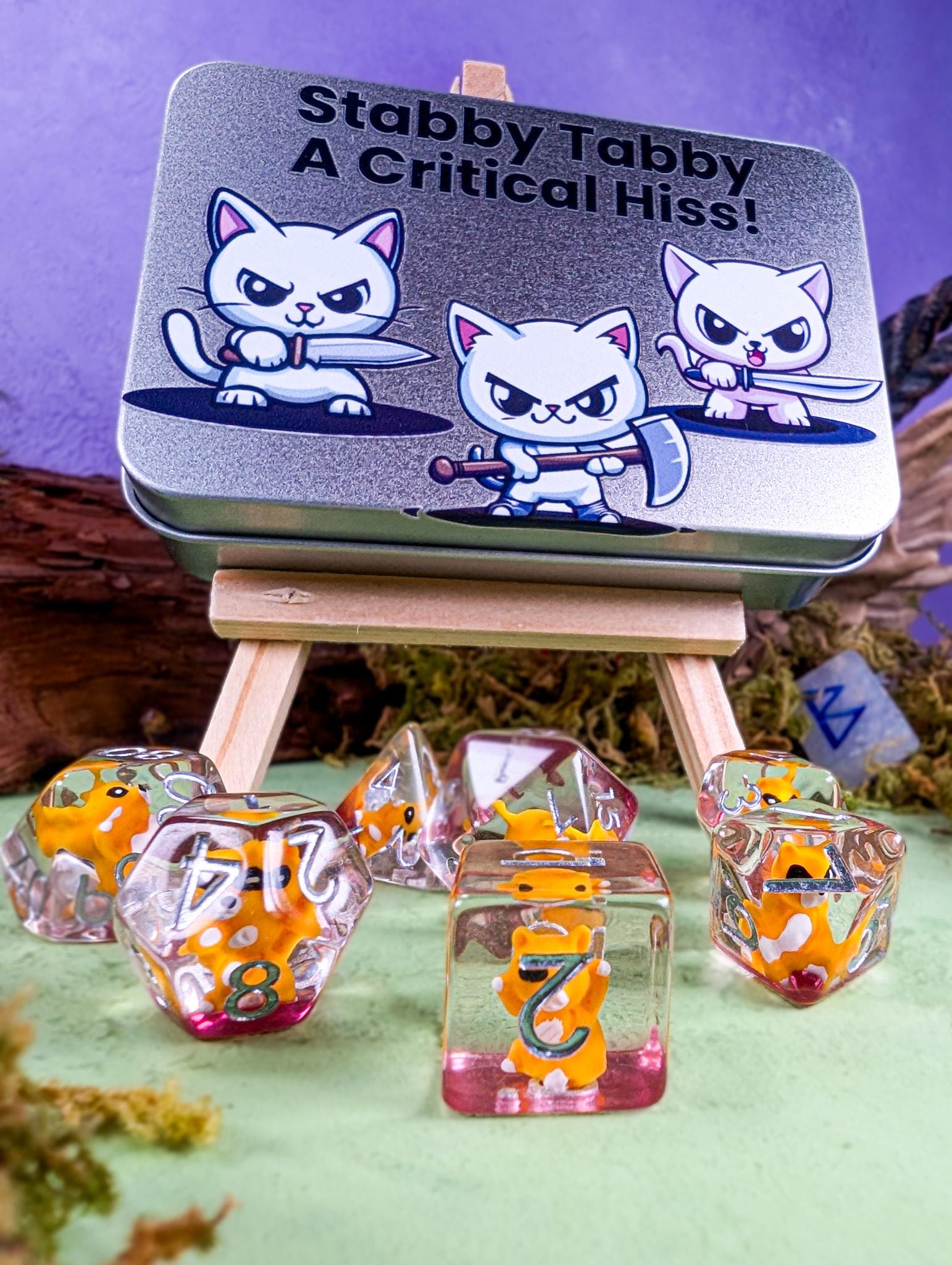 Cat Dice | Dice Storage | Dice for TTRPG | RPG Dice | Cute Dice | Inclusion Dice | Cats and Catacombs | Dice Gift Tin - MysteryDiceGoblins