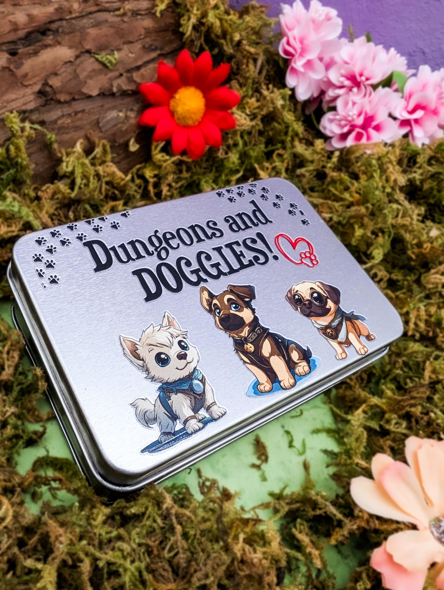 Dungeons and Doggies | Puppy Dice | Dice Storage | Dice for TTRPG | RPG Dice | Cute Dice | Inclusion Dice | Dice Gift Tin - MysteryDiceGoblins