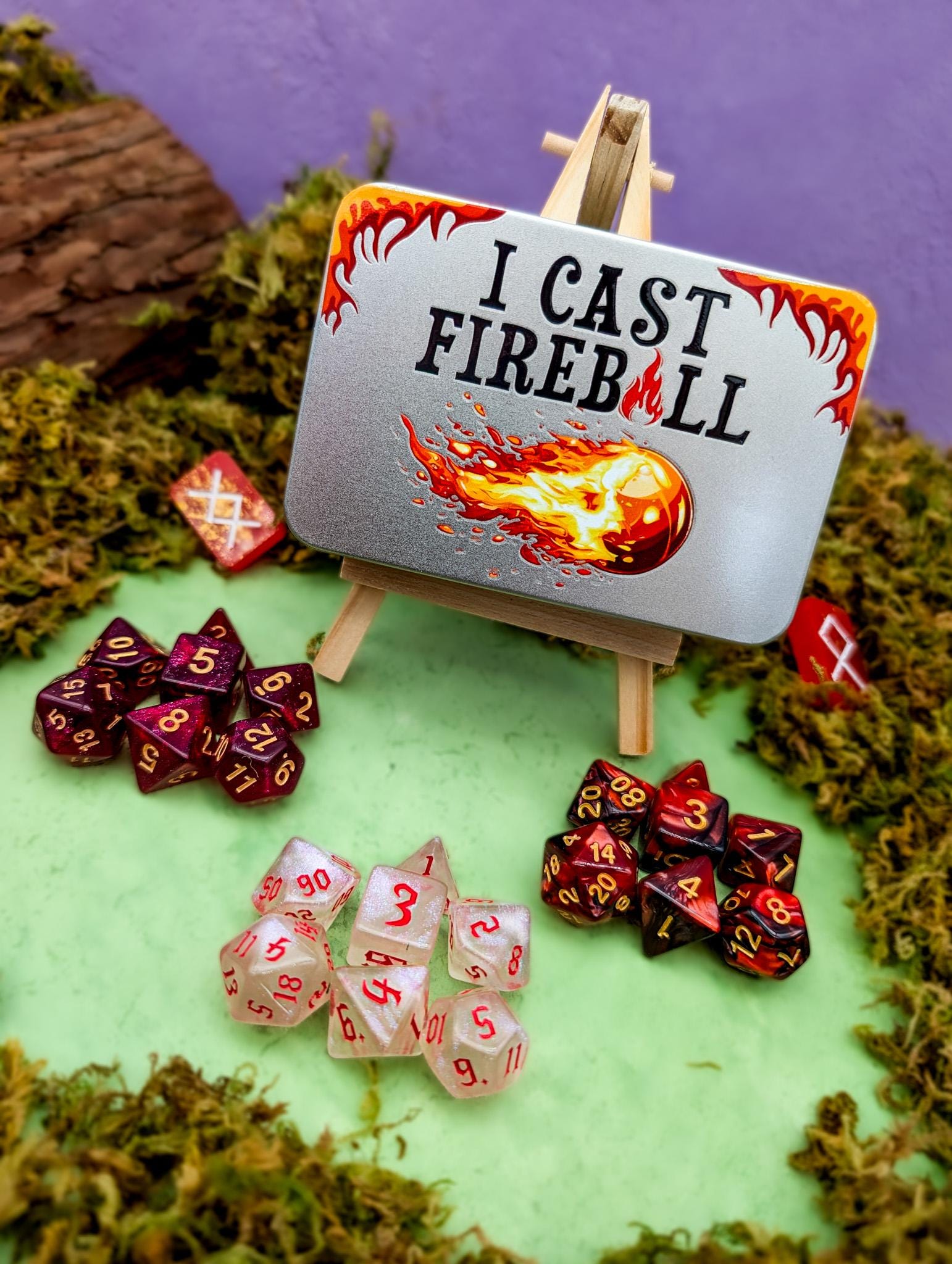 Fireball Dice Set | Dice Tin | Wizard Dice| Dice Storage | Dice for TTRPG | RPG Dice | Inclusion Dice | Dice Gift Tin - MysteryDiceGoblins