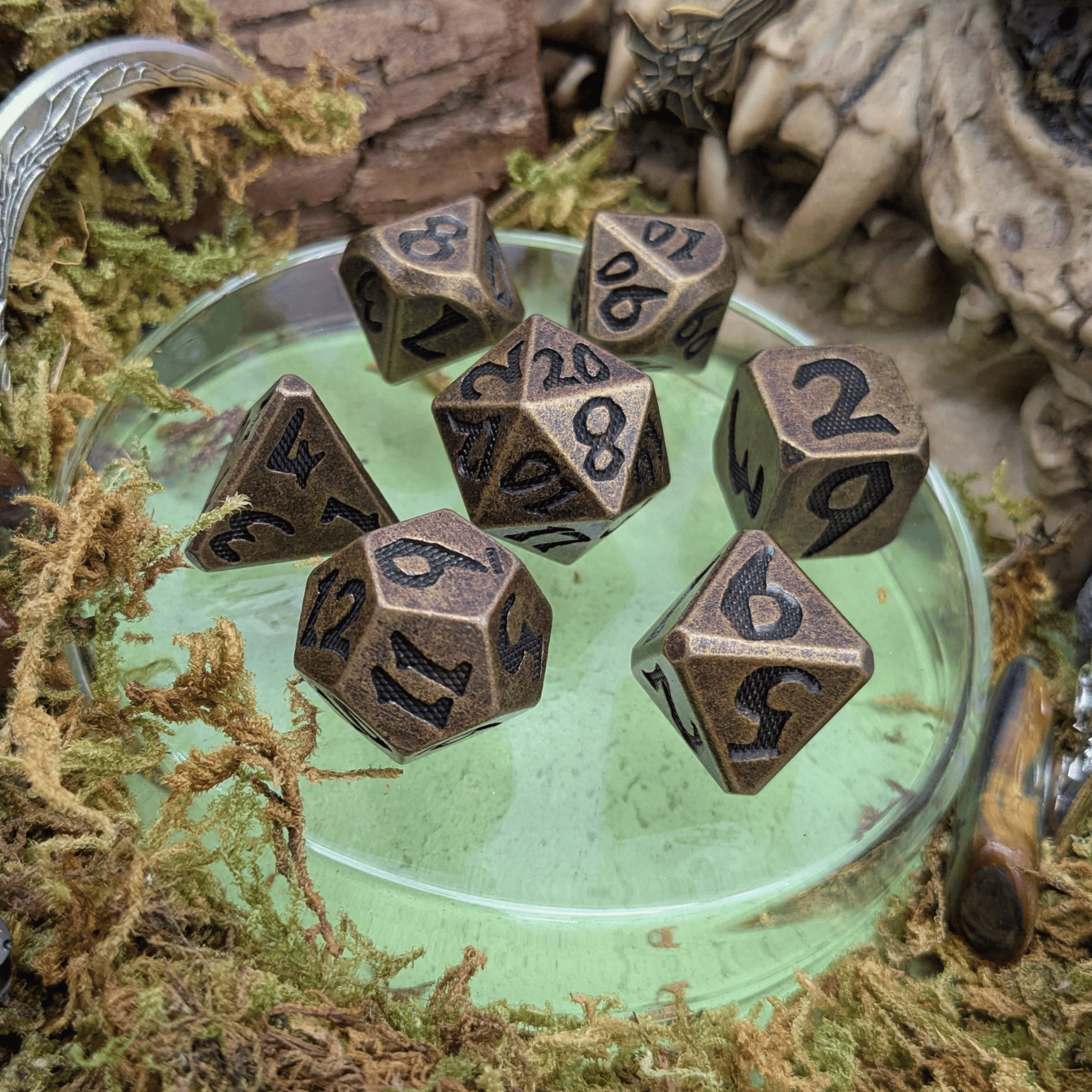 Large Number Brass Metal Core Dice Set