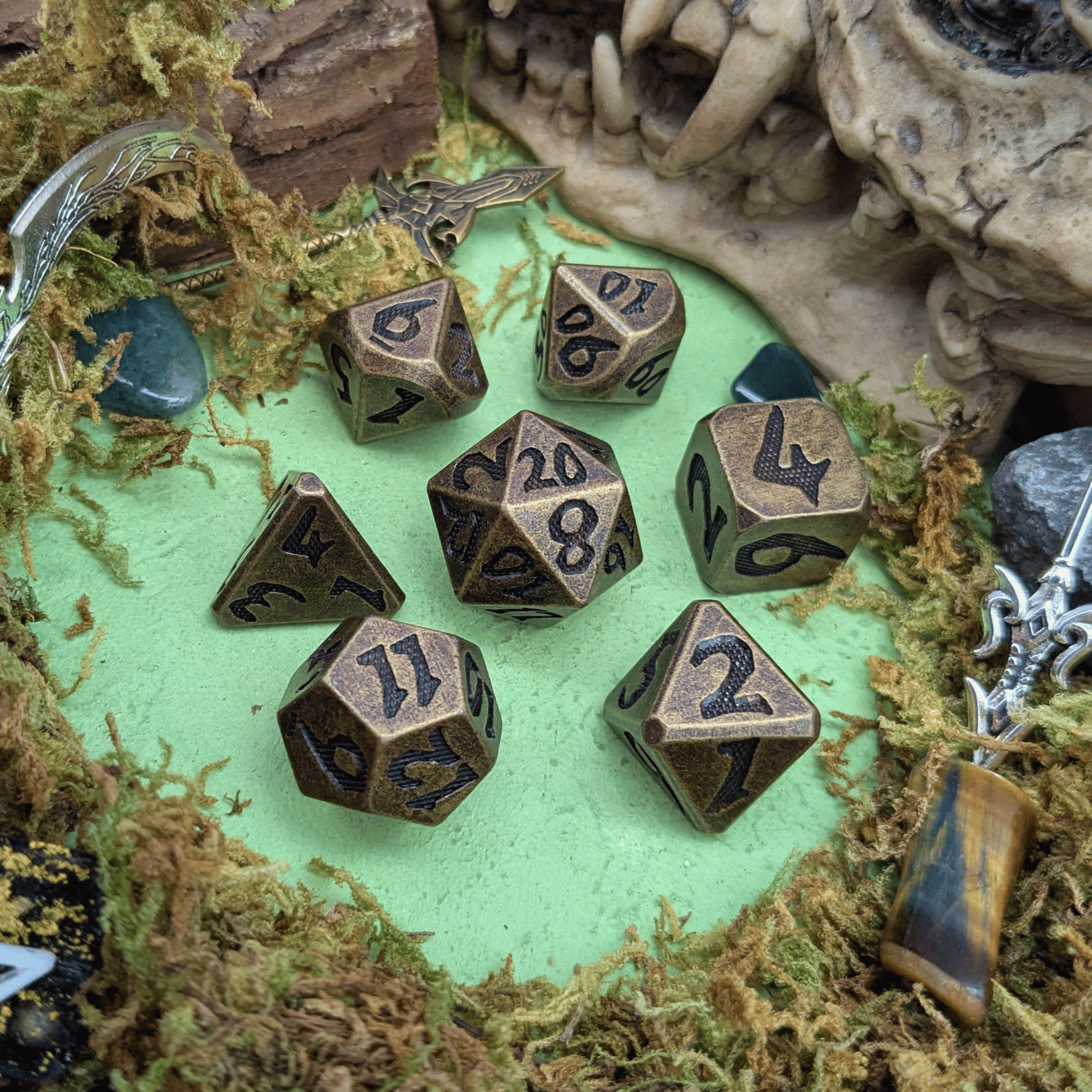 Large Number Brass Metal Core Dice Set