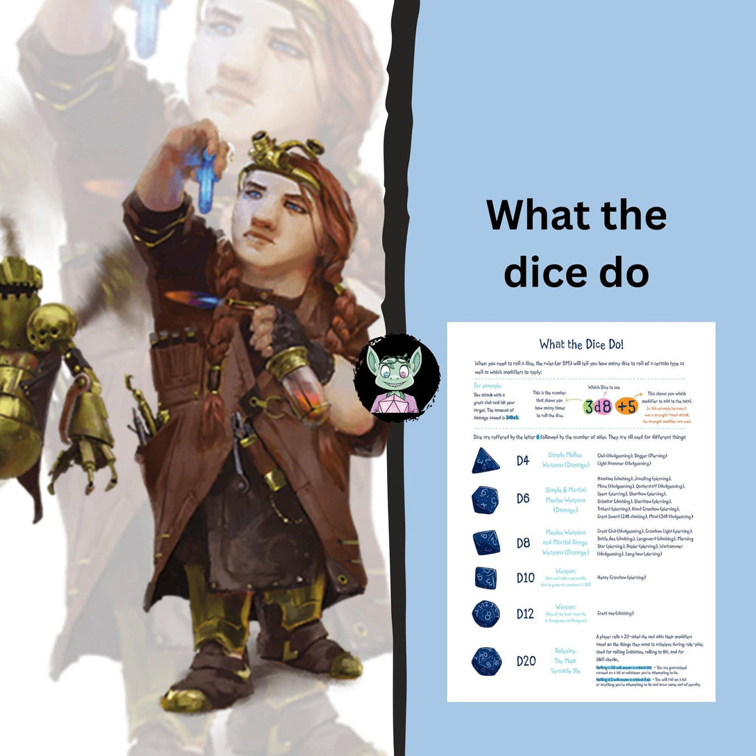 Artificer DnD Character Sheet, Dungeons and Dragons Character Sheet - Mystery Dice Goblin