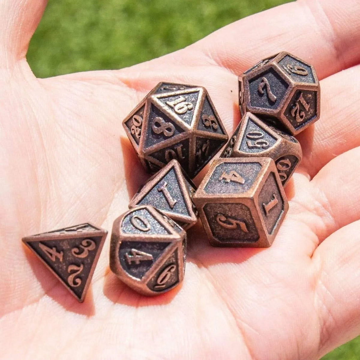 Black and Copper Metal Dice Set - Mystery Dice Goblin