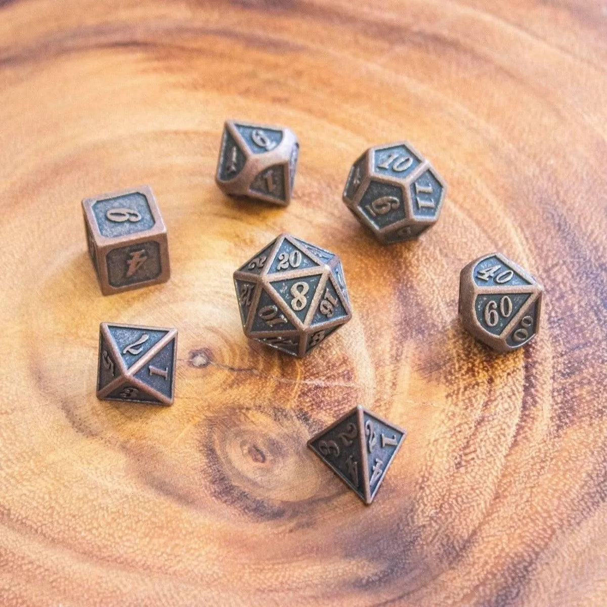 Black and Copper Metal Dice Set - Mystery Dice Goblin