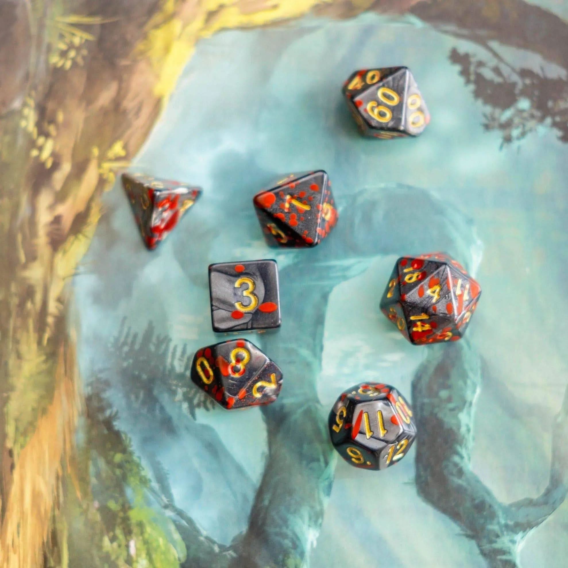 Black Slaughter TTRPG Dice Set - Mystery Dice Goblin