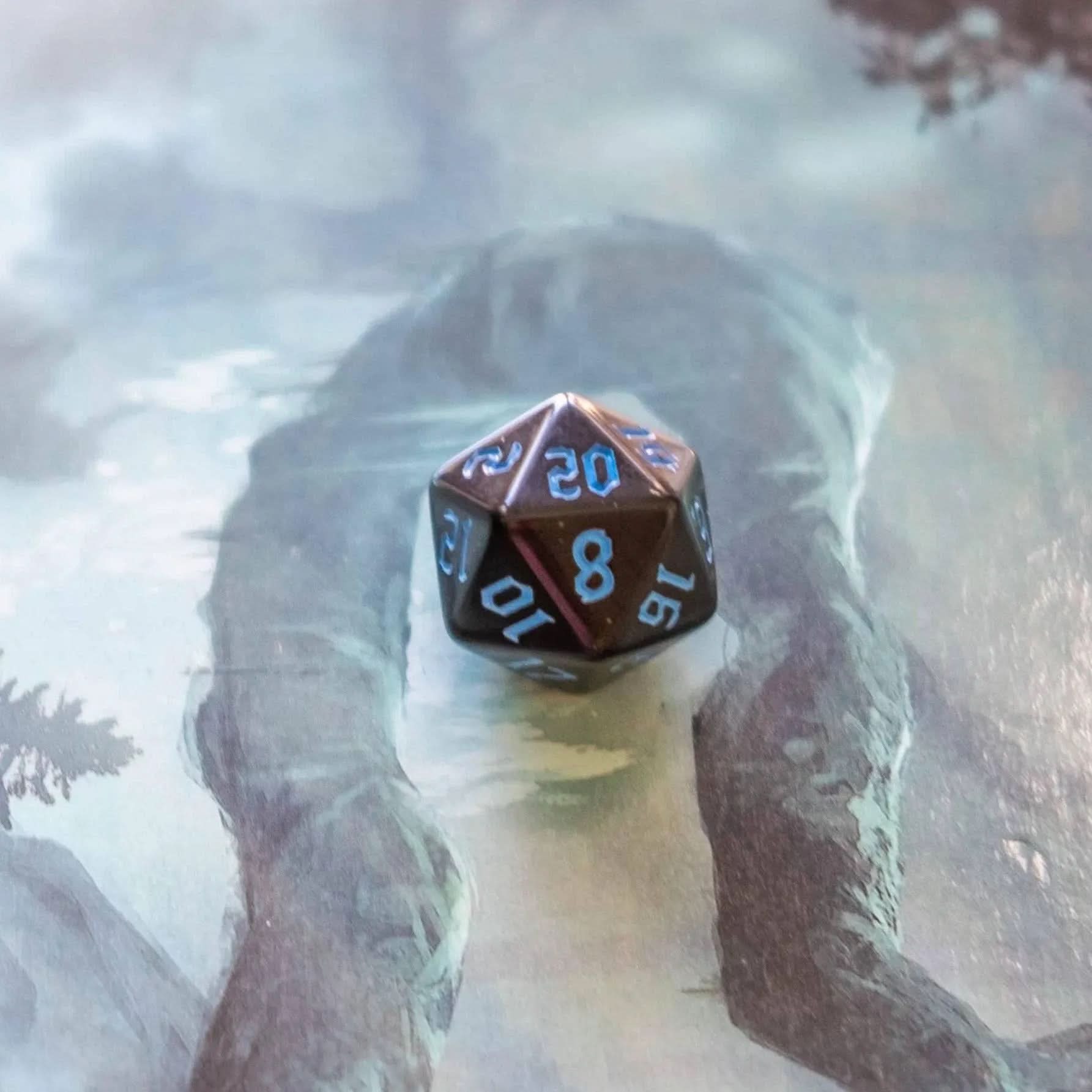 Black Witch With Blue Scratching Dice Set - Mystery Dice Goblin