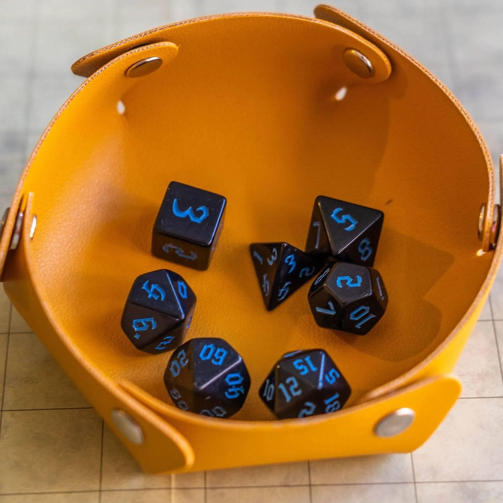 Black Witch With Blue Scratching Dice Set - Mystery Dice Goblin