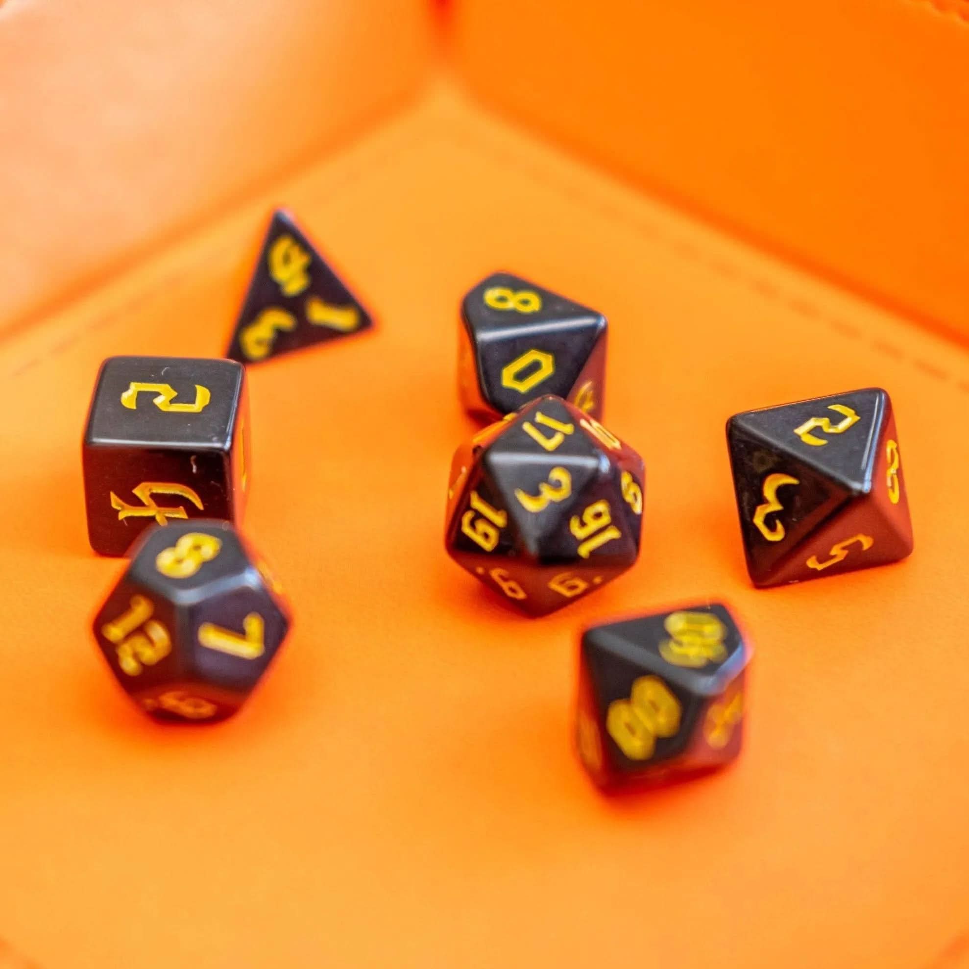 Black Witch With Yellow Scratching Dice Set - Mystery Dice Goblin