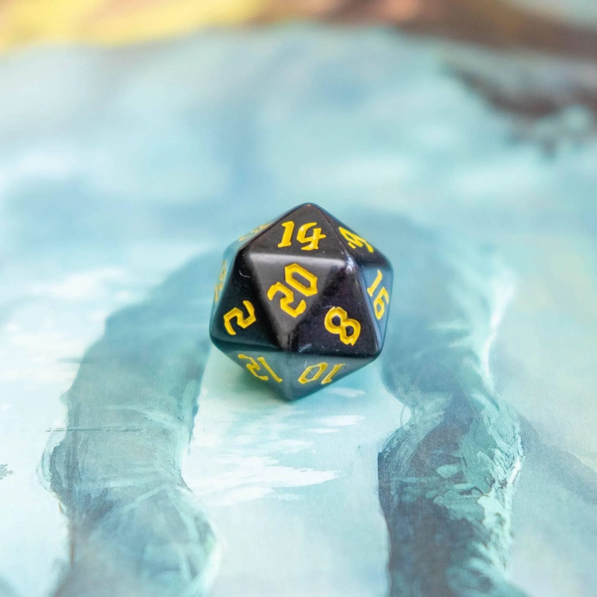 Black Witch With Yellow Scratching Dice Set - Mystery Dice Goblin