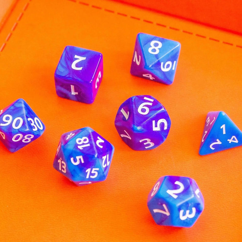 Tie-Dye Blue and Navy Dice Set