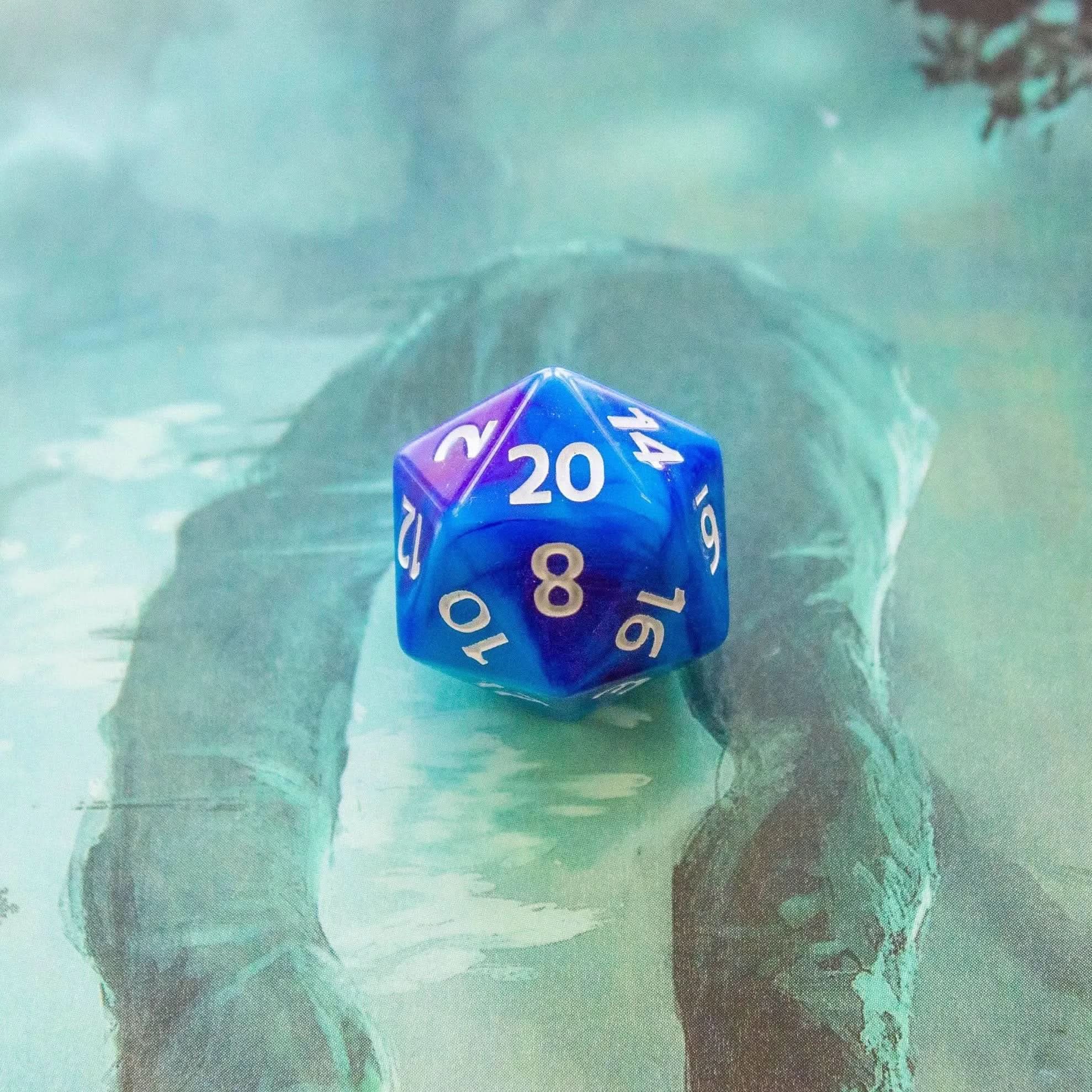 Tie-Dye Blue and Navy Dice Set