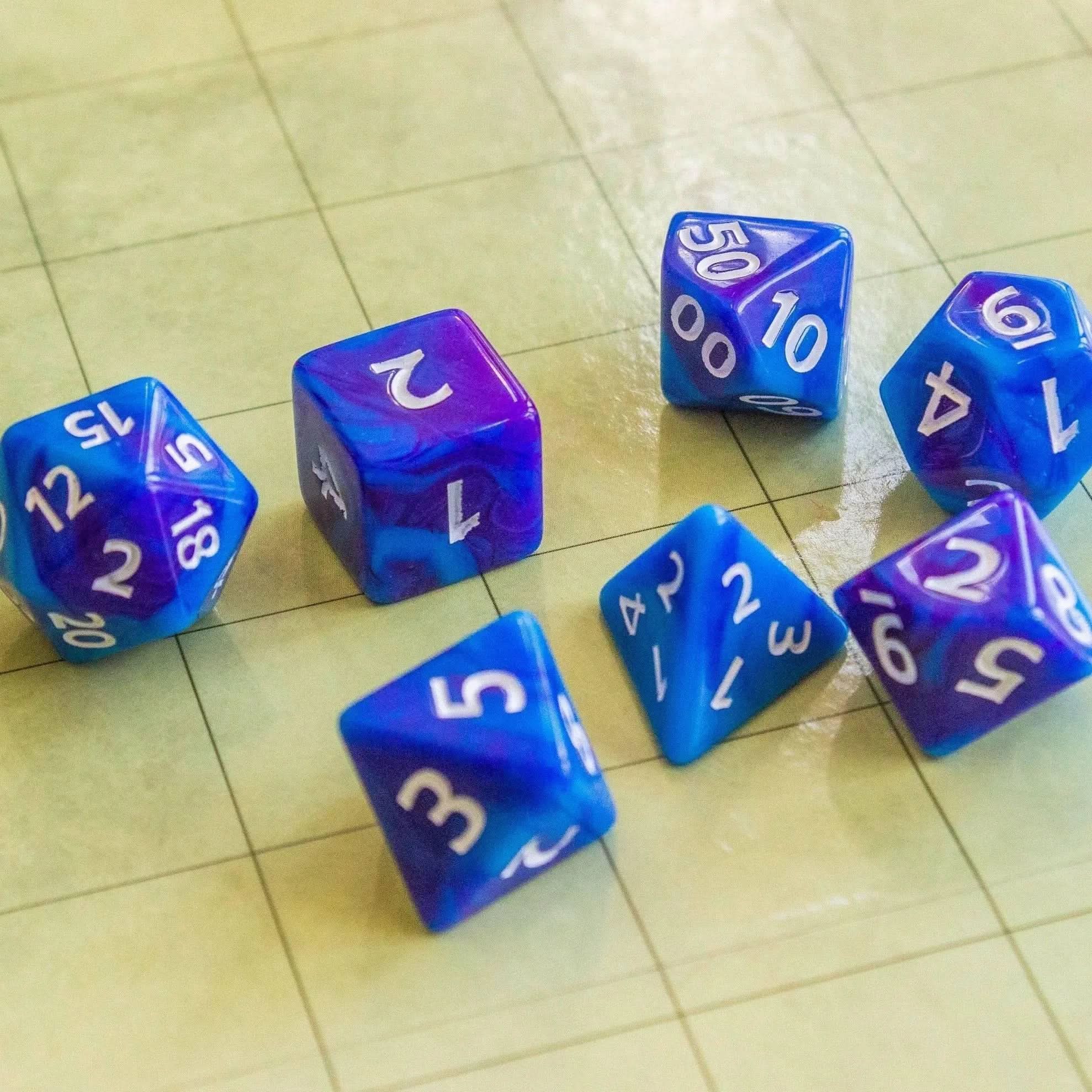 Tie-Dye Blue and Navy Dice Set