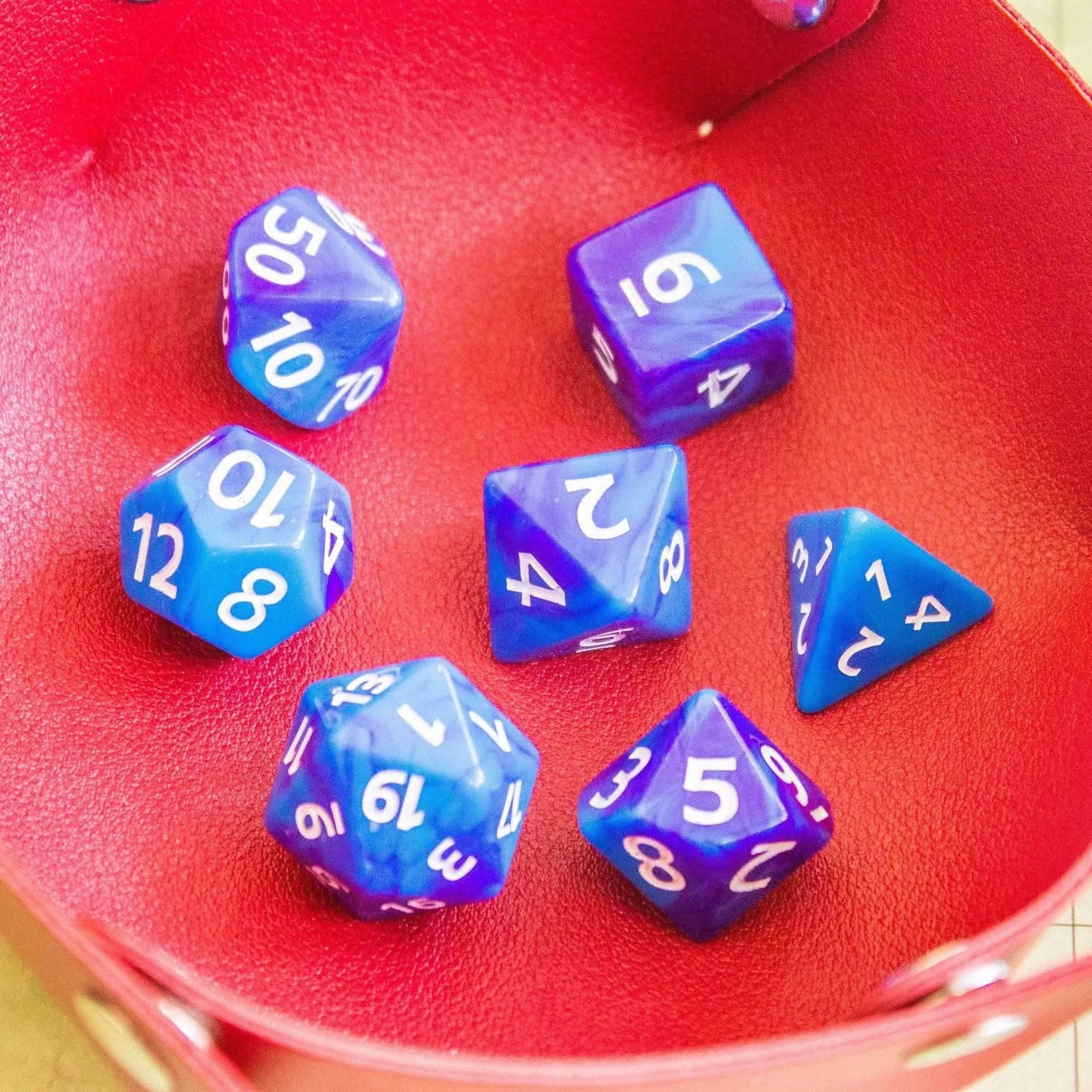 Tie-Dye Blue and Navy Dice Set
