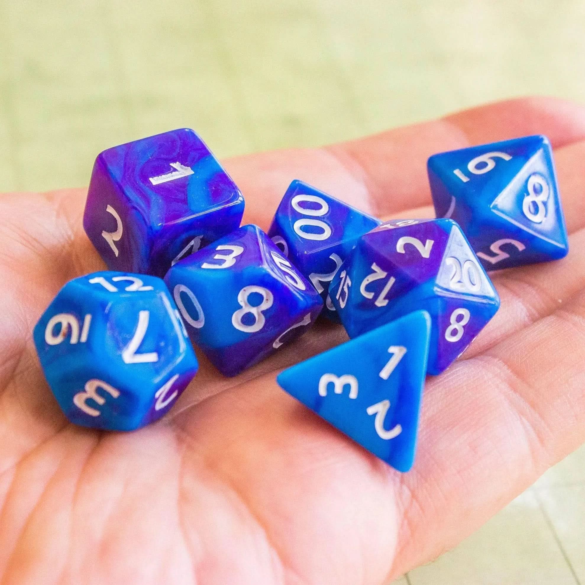 Tie-Dye Blue and Navy Dice Set