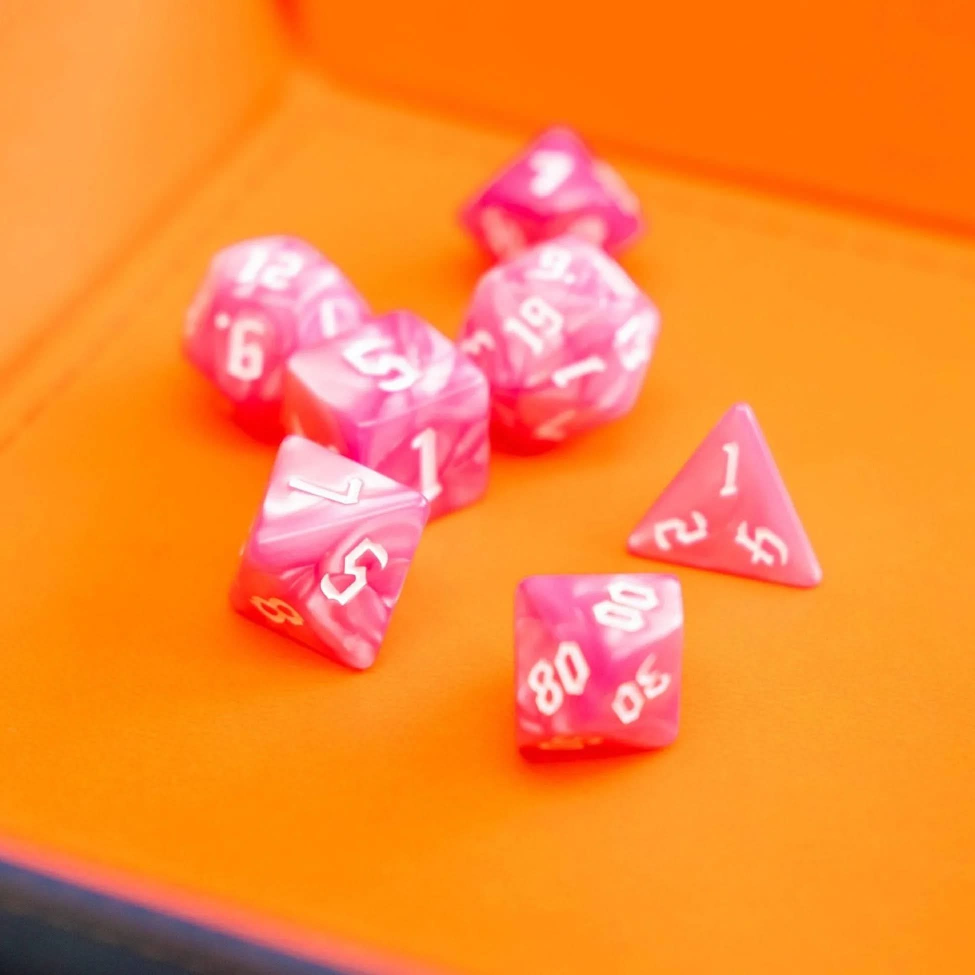 Candy Floss Pink TTRPG Dice Set - Mystery Dice Goblin