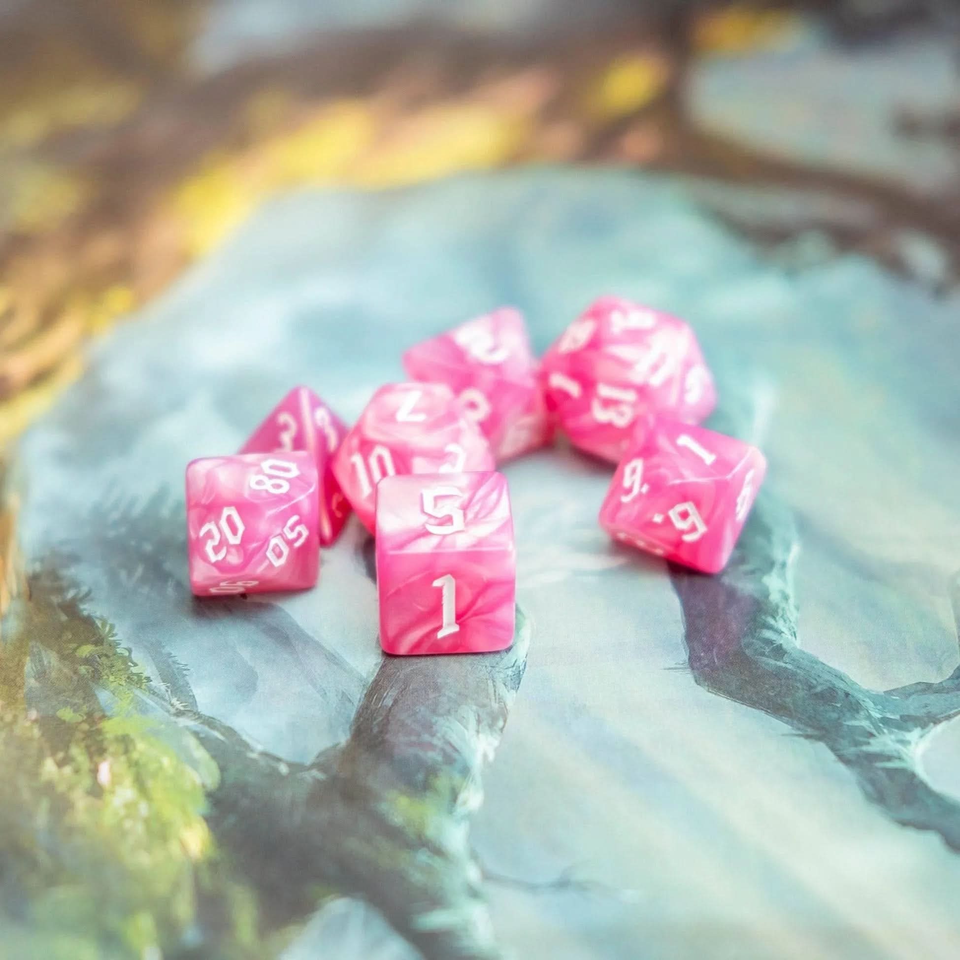 Candy Floss Pink TTRPG Dice Set - Mystery Dice Goblin