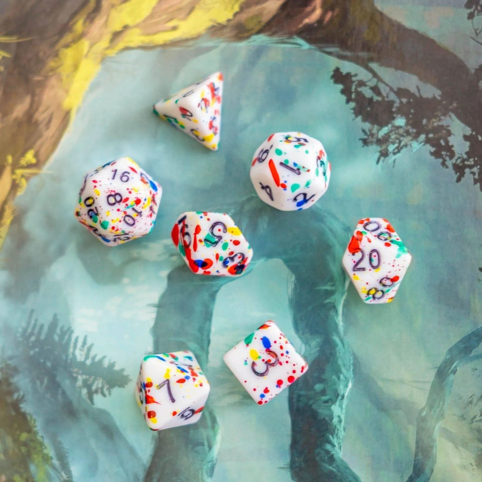 Multi-Coloured Splatter Dice Set
