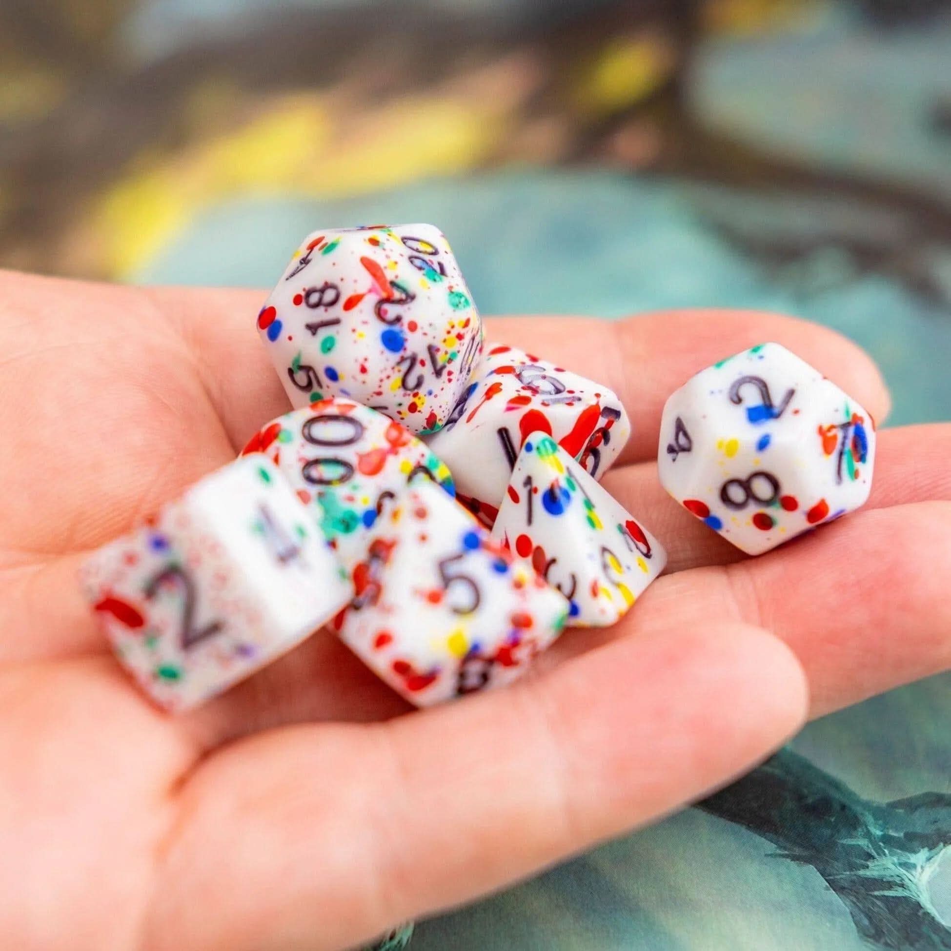 Multi-Coloured Splatter Dice Set