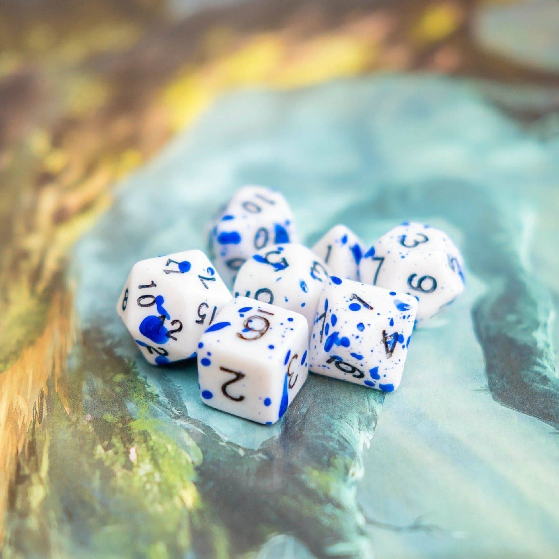 Blue Splatter Dice Set