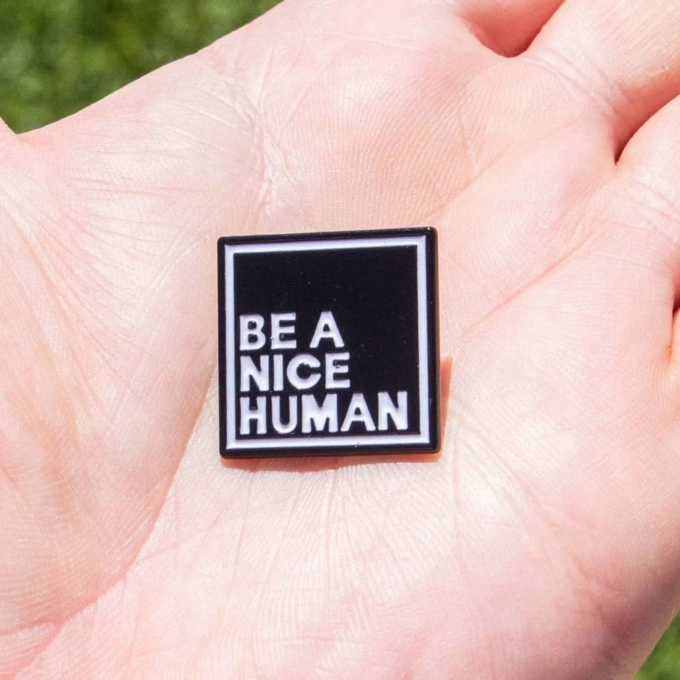 TTRPG 'Be a nice Human' Pin - Mystery Dice Goblin
