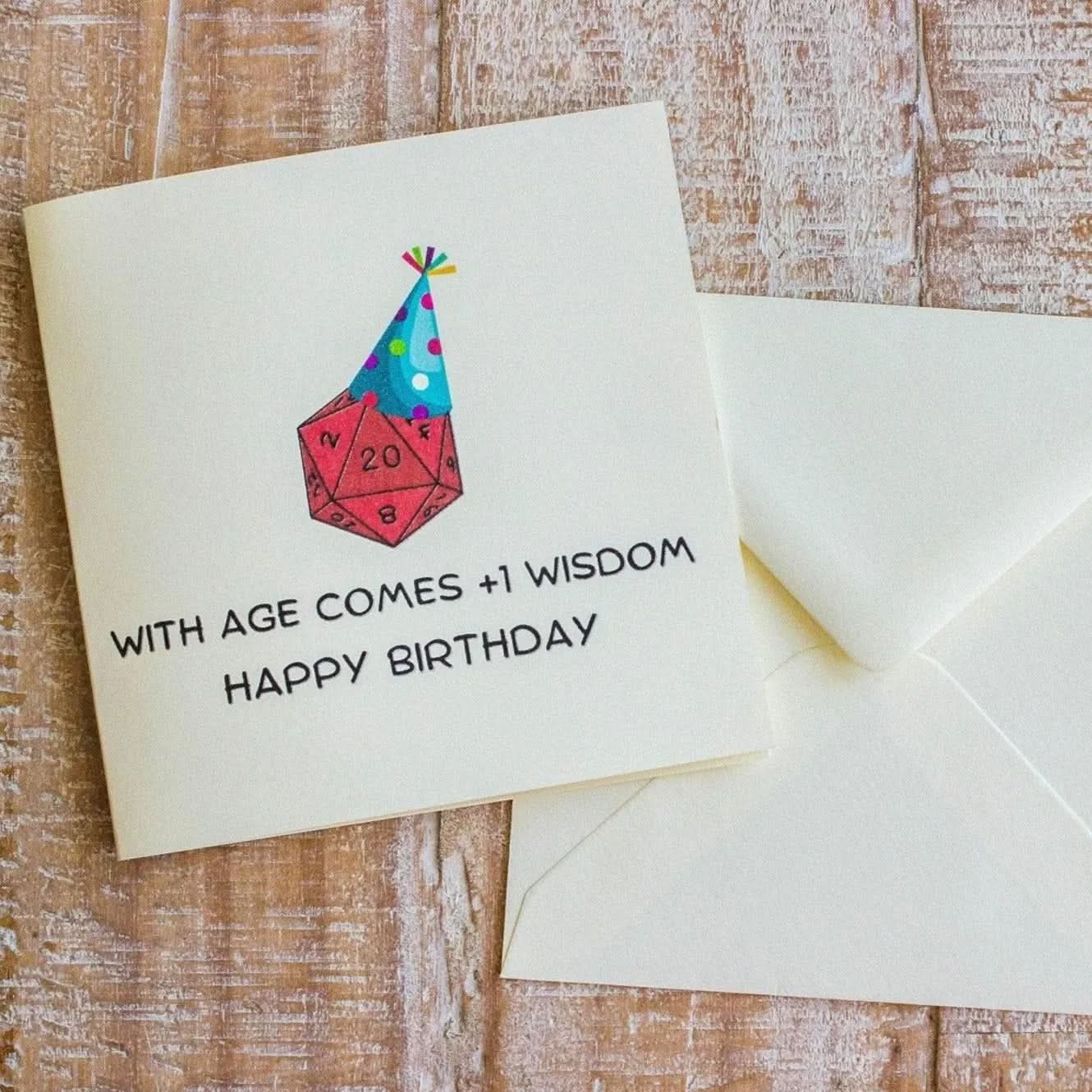 TTRPG Birthday Card +1 Wisdom - Mystery Dice Goblin