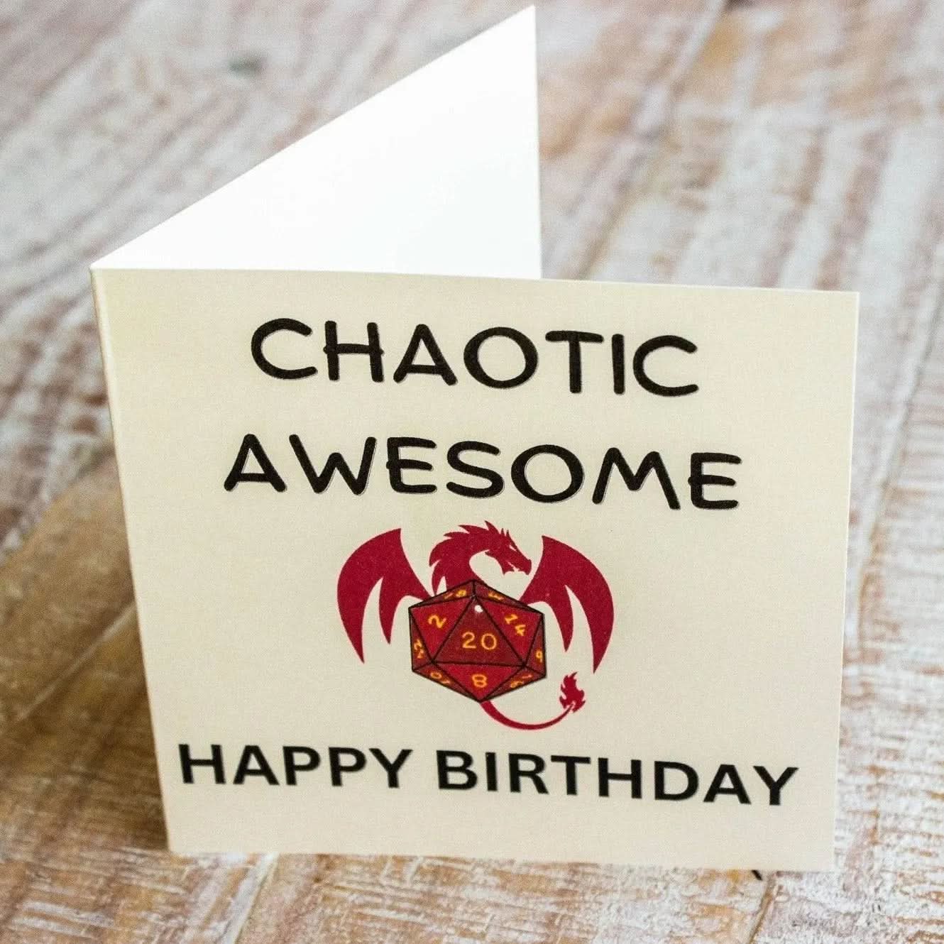TTRPG Birthday Card Chaotic Awesome - Mystery Dice Goblin