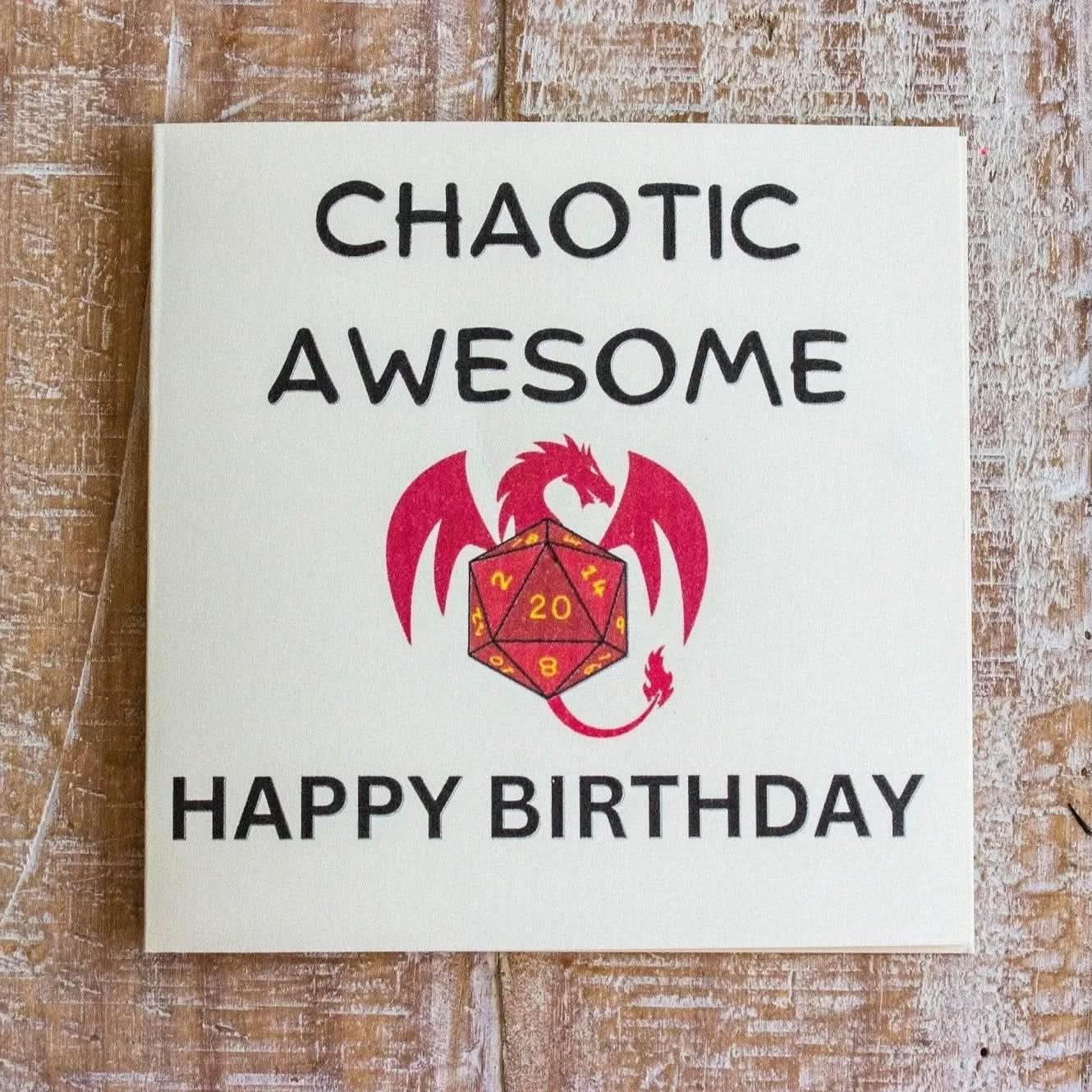 TTRPG Birthday Card Chaotic Awesome - Mystery Dice Goblin