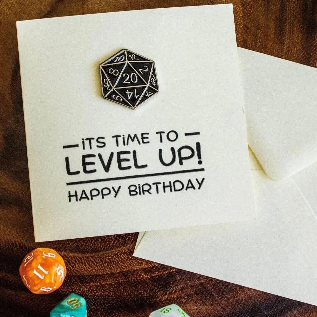 TTRPG Birthday Card Level Up - Mystery Dice Goblin