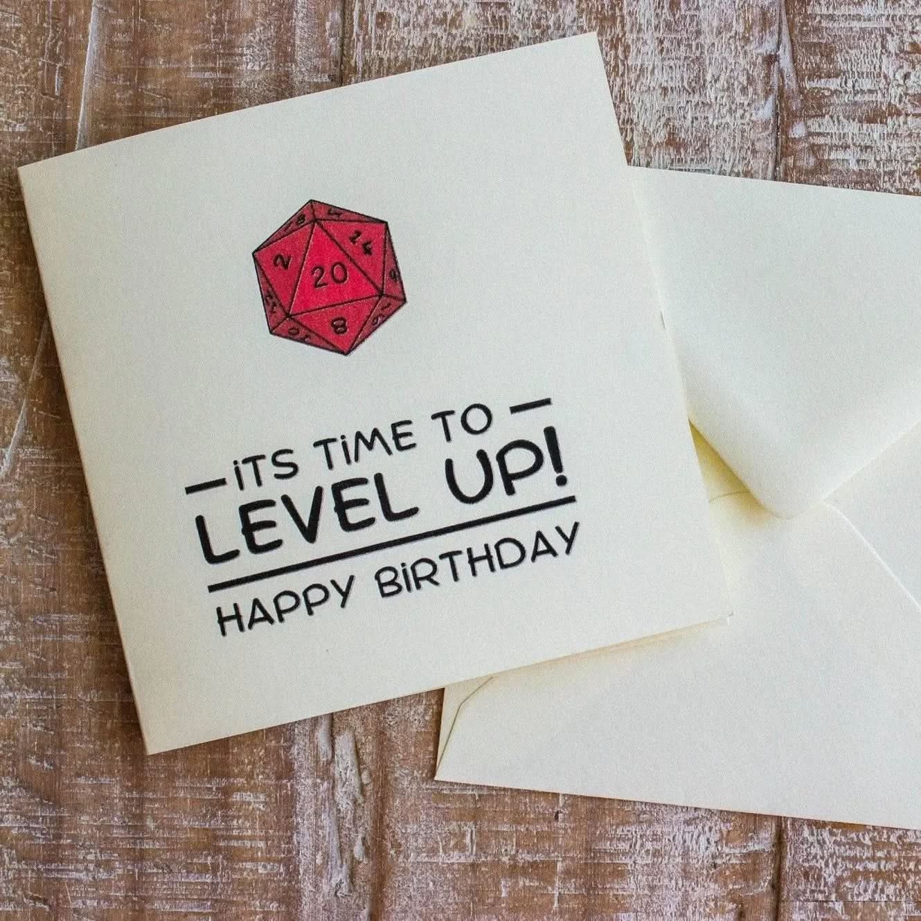 TTRPG Birthday Card Level Up - Mystery Dice Goblin