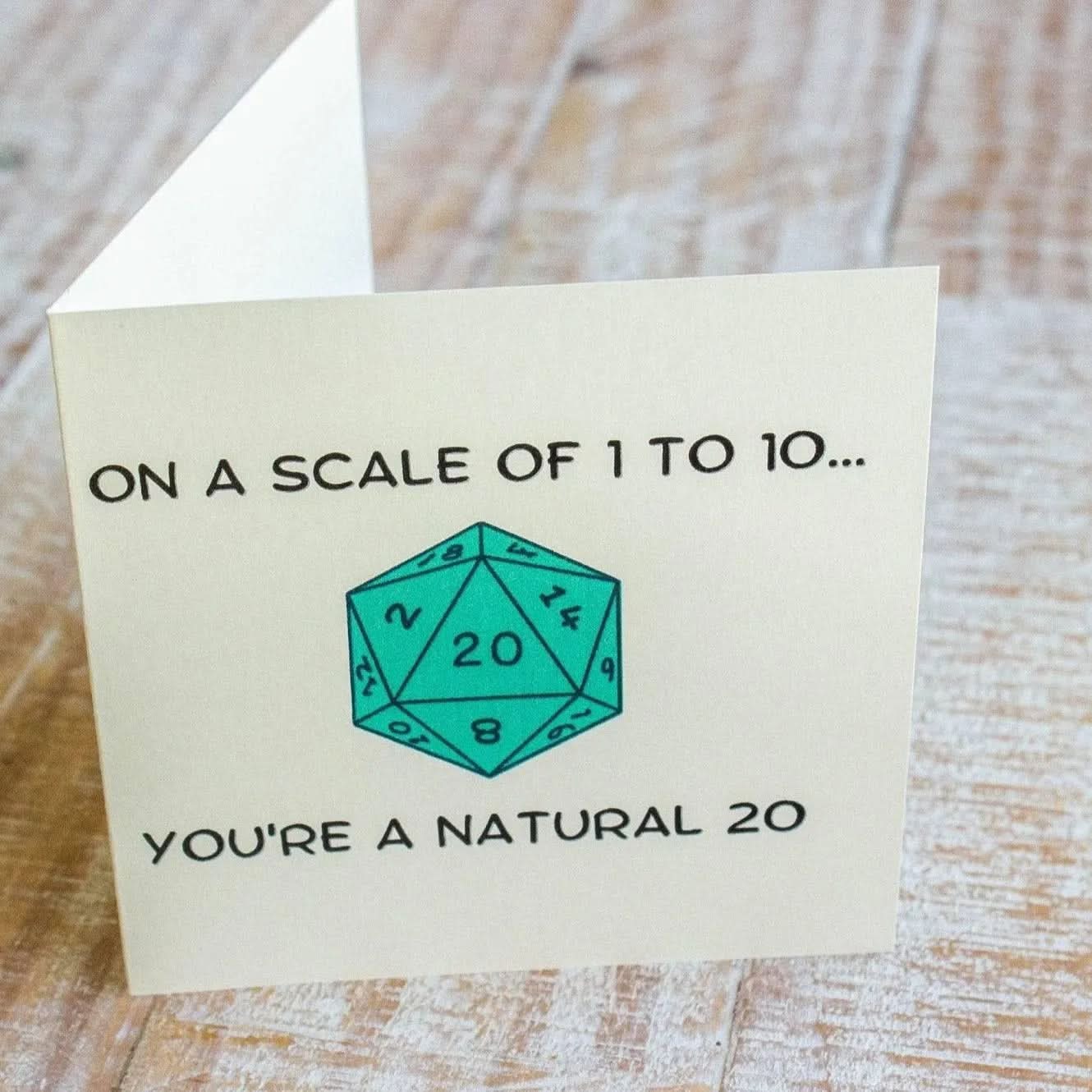 TTRPG Birthday Card Natural 20 - Mystery Dice Goblin