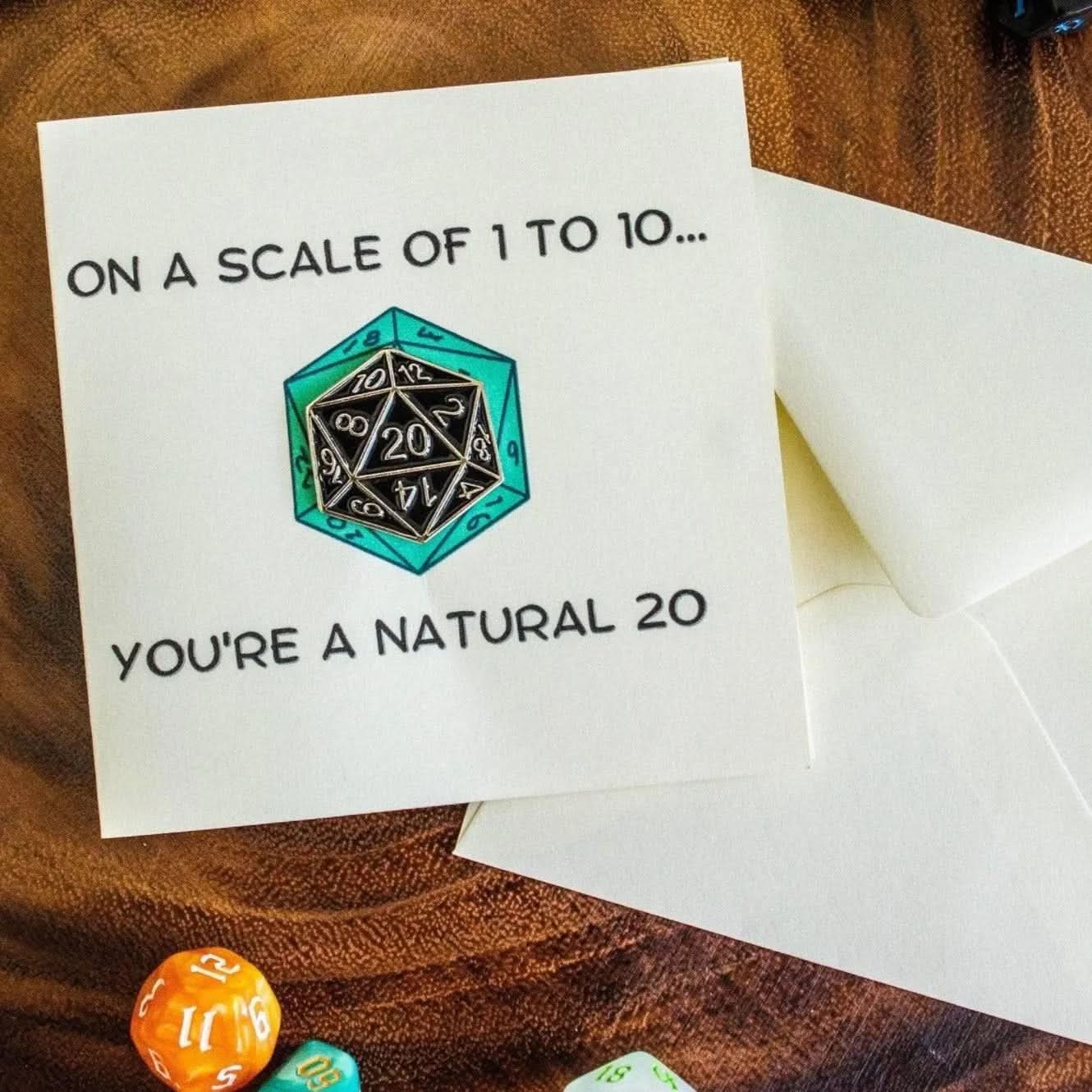 TTRPG Birthday Card Natural 20 - Mystery Dice Goblin