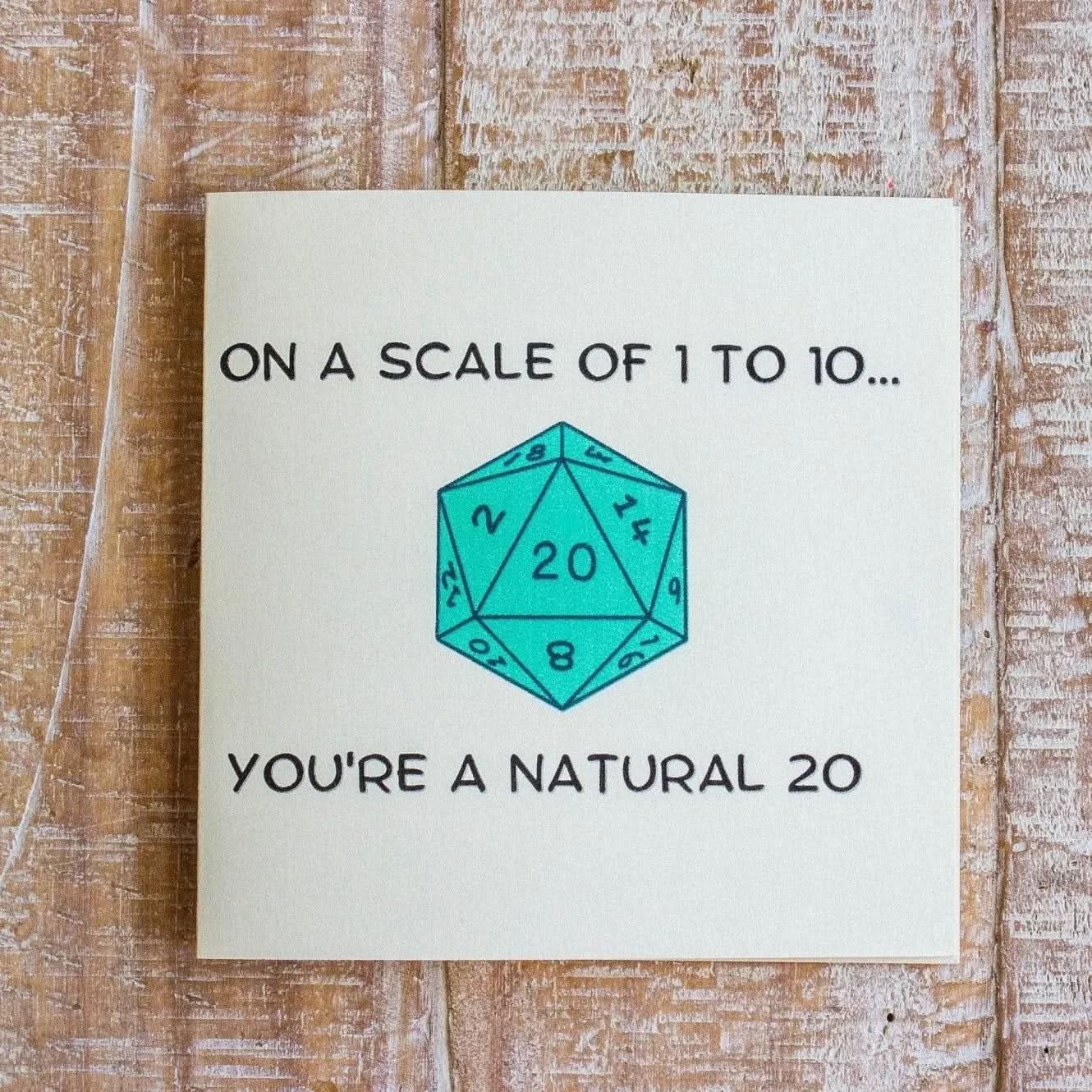 TTRPG Birthday Card Natural 20 - Mystery Dice Goblin
