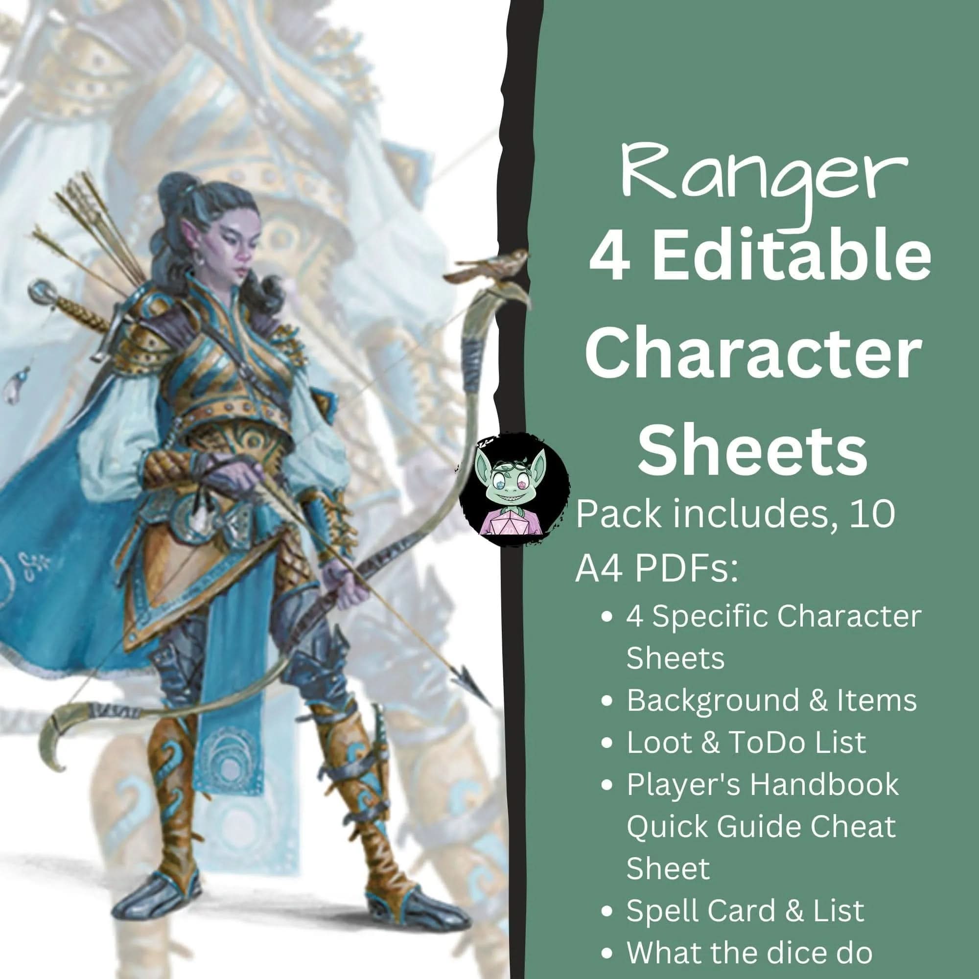 DnD Ranger Character Sheet dnd dice