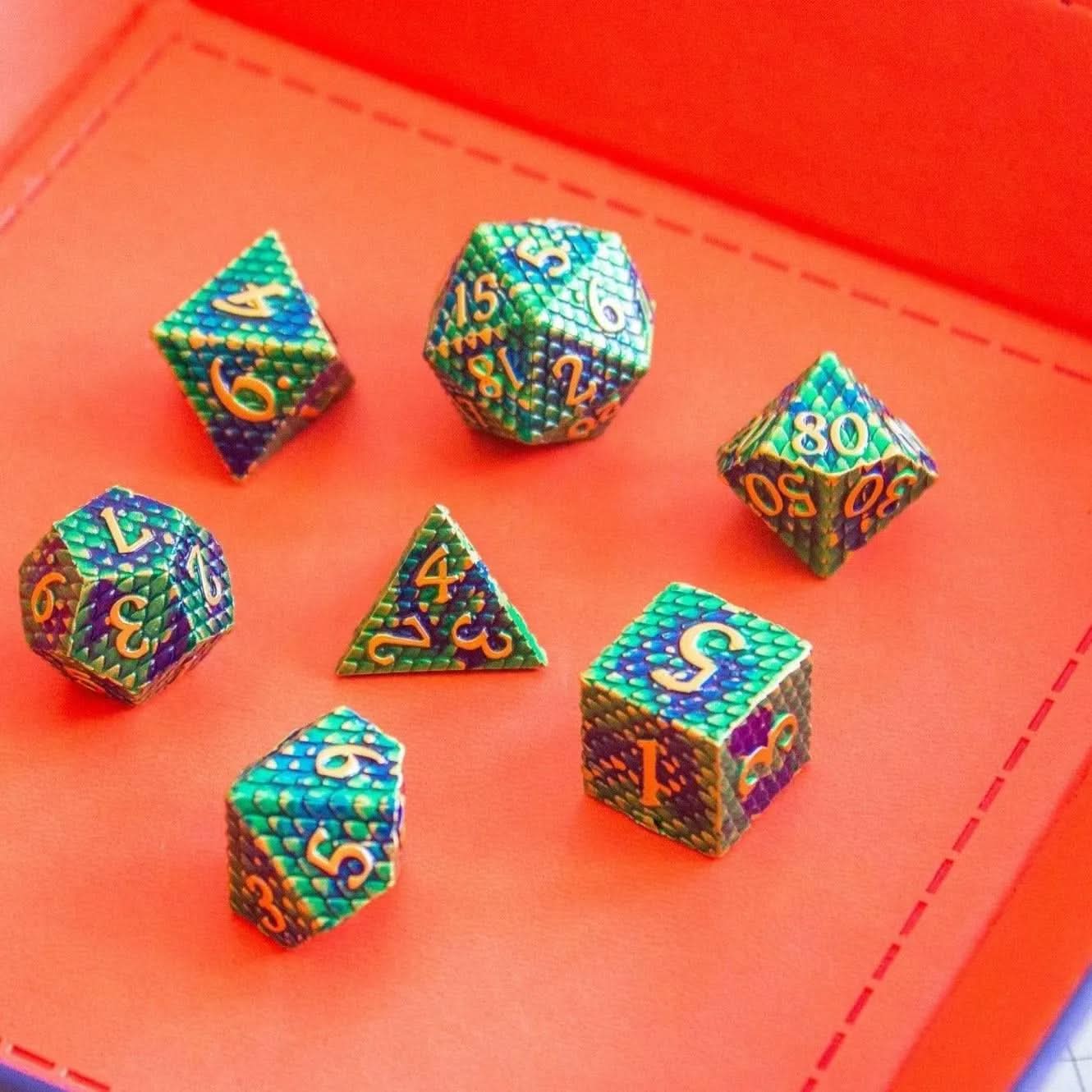 Dragon Scale Metal TTRPG Dice Set - Mystery Dice Goblin
