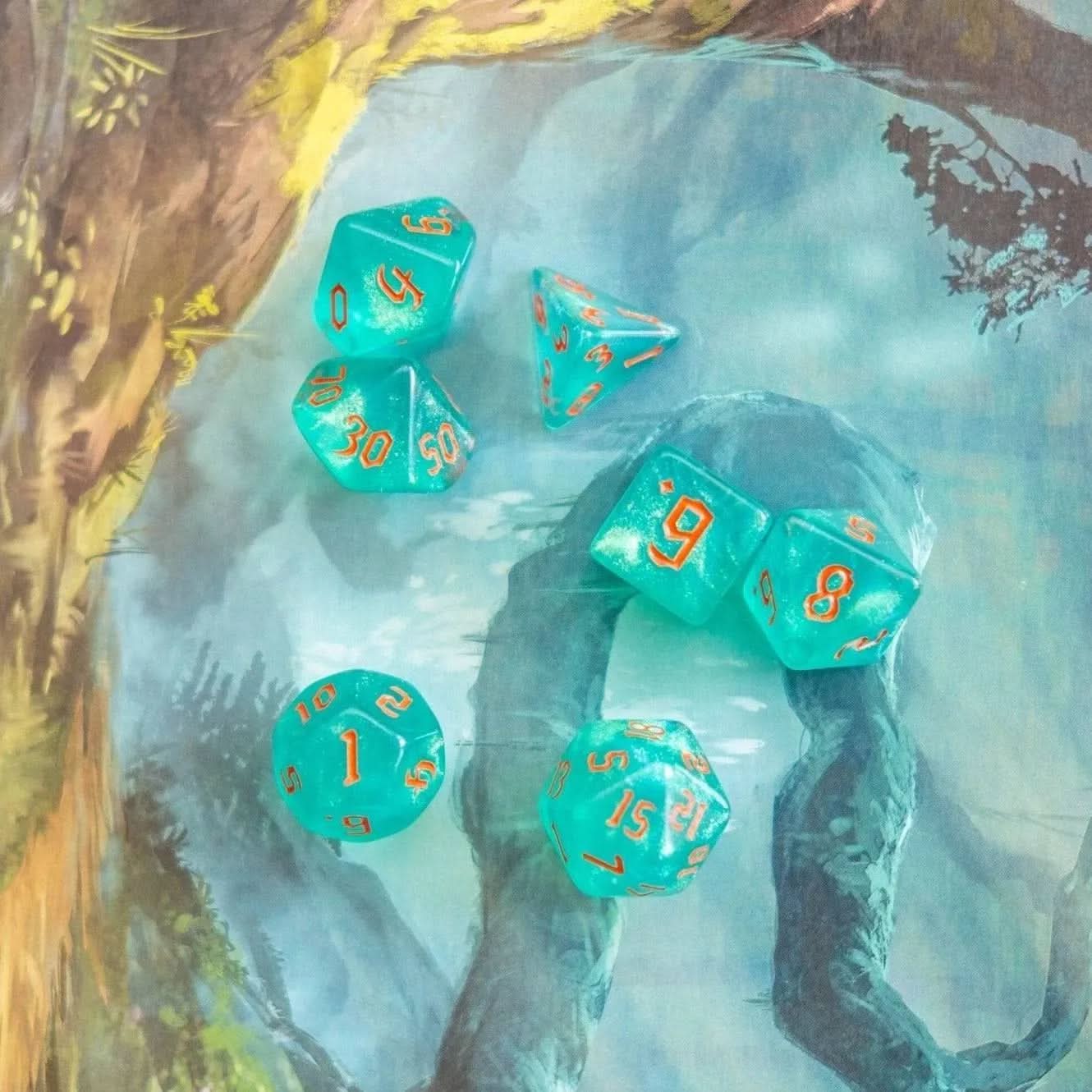Emerald Fog TTRPG Dice Set - Mystery Dice Goblin