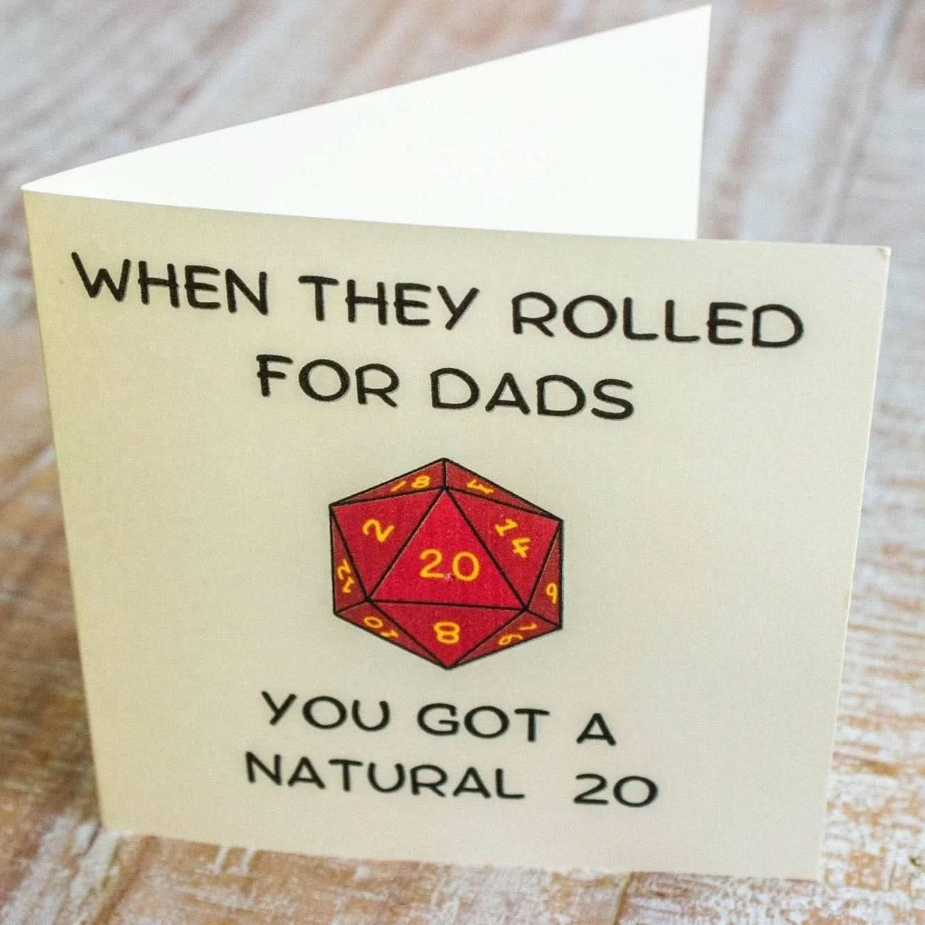 Fathers Day TTRPG Card Natural 20 - Mystery Dice Goblin