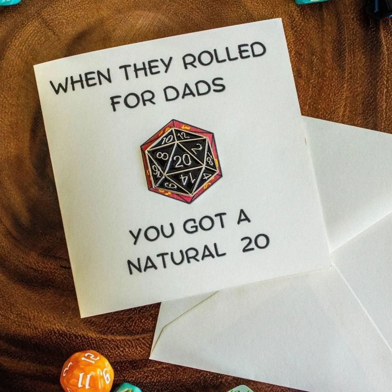 Fathers Day TTRPG Card Natural 20 - Mystery Dice Goblin