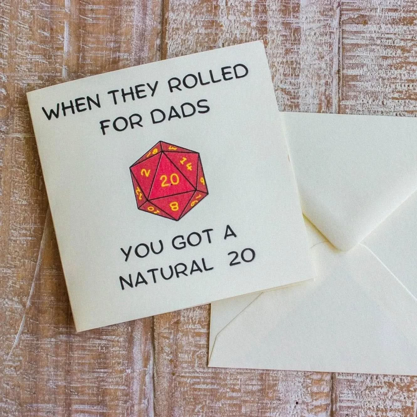 Fathers Day TTRPG Card Natural 20 - Mystery Dice Goblin