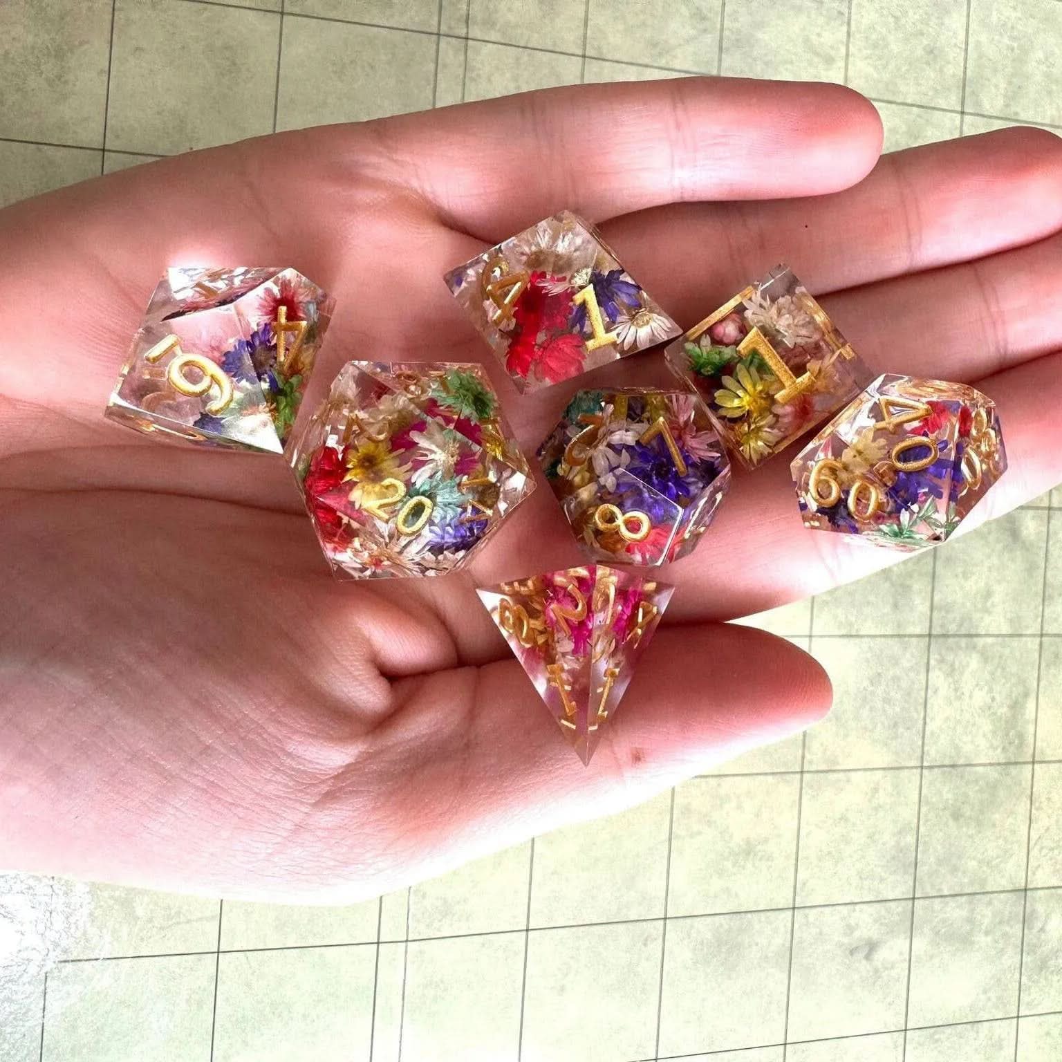 Flower Sharps TTRPG Dice - Mystery Dice Goblin