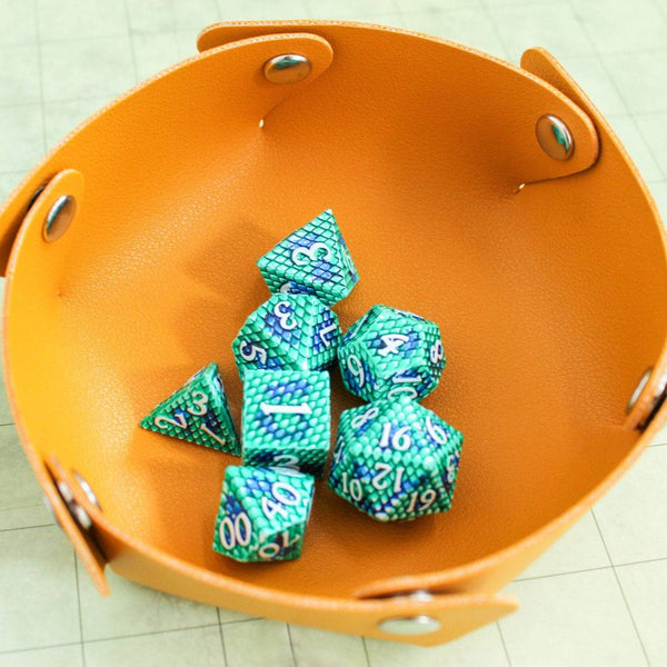 Green and Blue Dragon Scale Metal DnD Dice Set - Mystery Dice Goblin