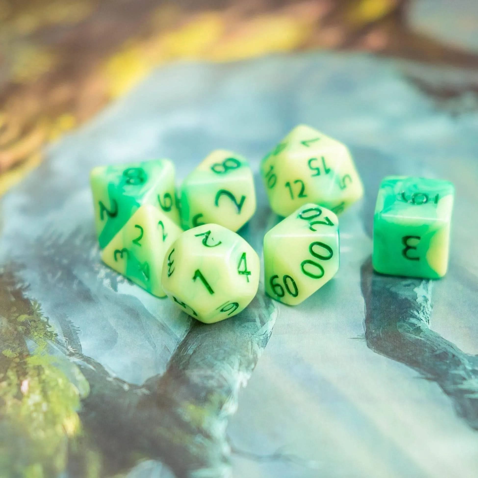 Green Dragon Breath TTRPG Dice Set - Mystery Dice Goblin