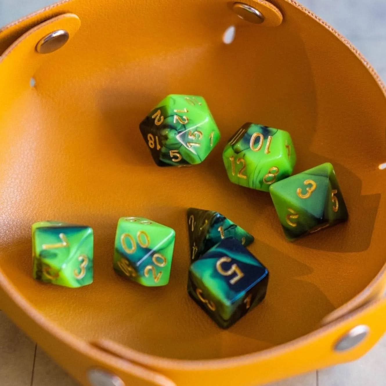 Green and Black Tie-Dye Dice Set