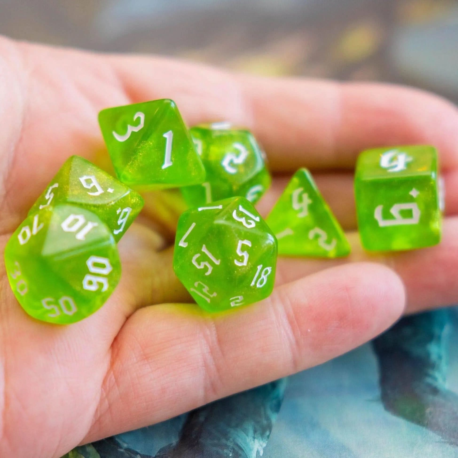 Green Lagoon TTRPG Dice Set - Mystery Dice Goblin